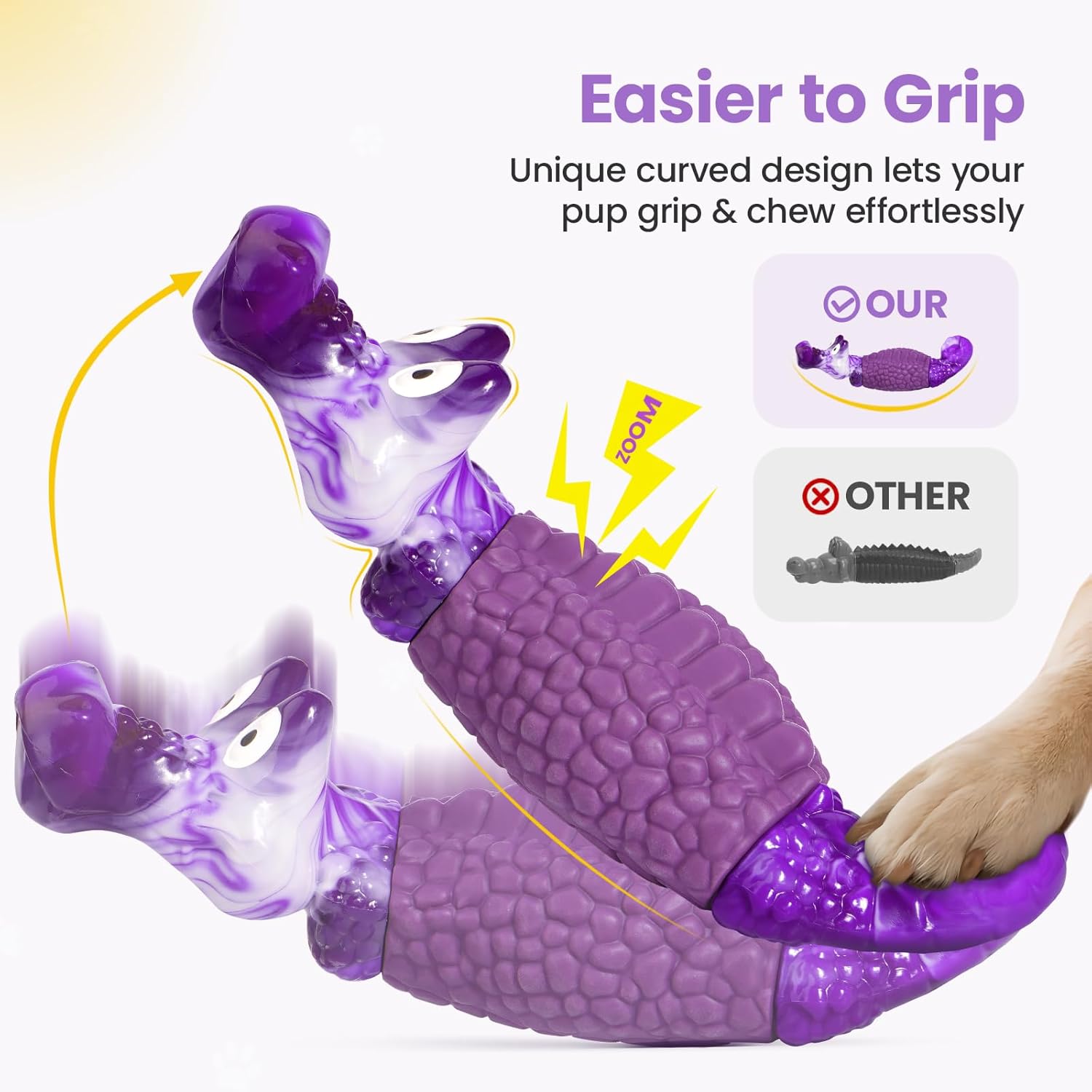 HGB Tough Dog Chew Toys for Aggressive Chewers, Squeaky Indestructible Dog Toy to Keep Them Busy & Reduce Boredom for Medium, Large Breed - Image 3