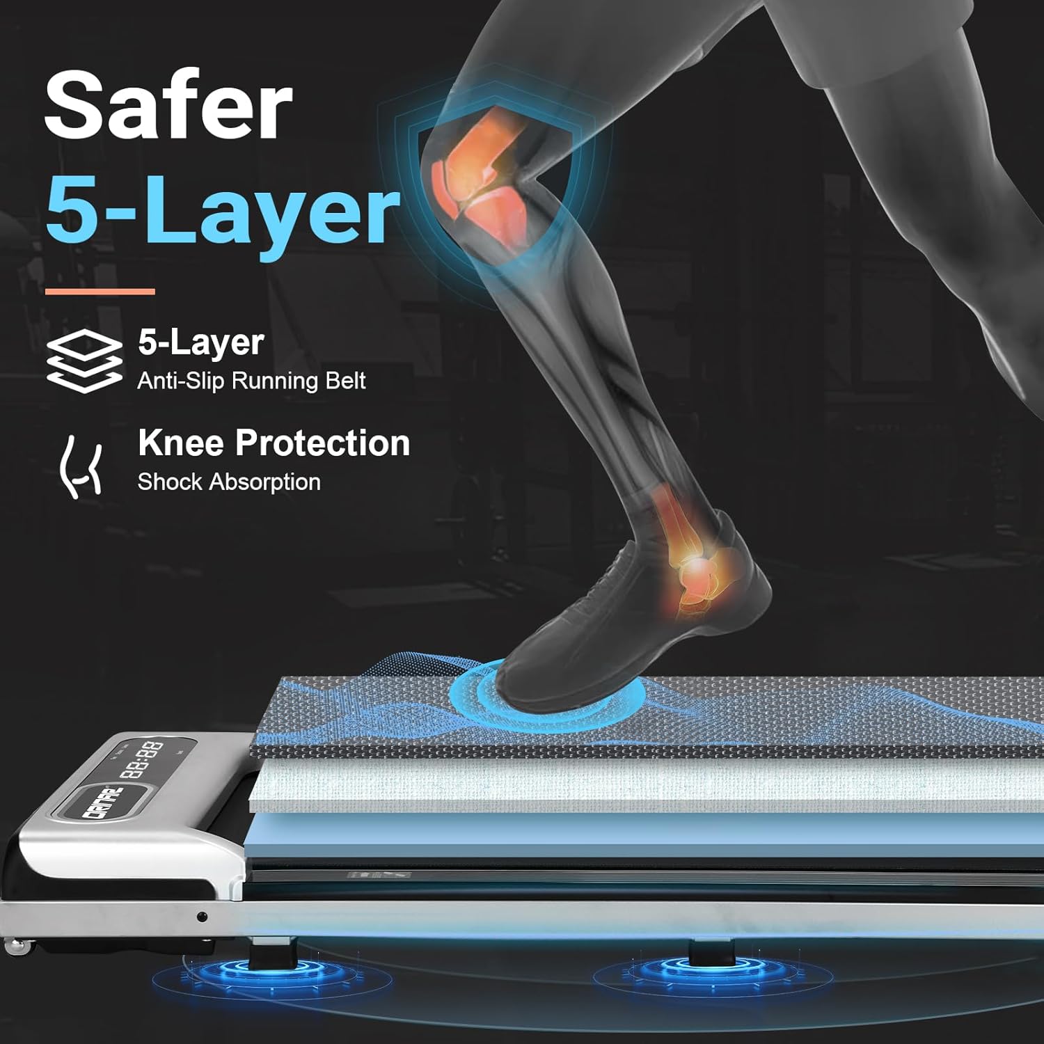 Walking Pad, Under Desk Treadmill for Home and Office, 2.5 HP Portable Treadmill, 3 in 1 Walking Jogging Running Machine with Remote Control, LED Display - Image 7