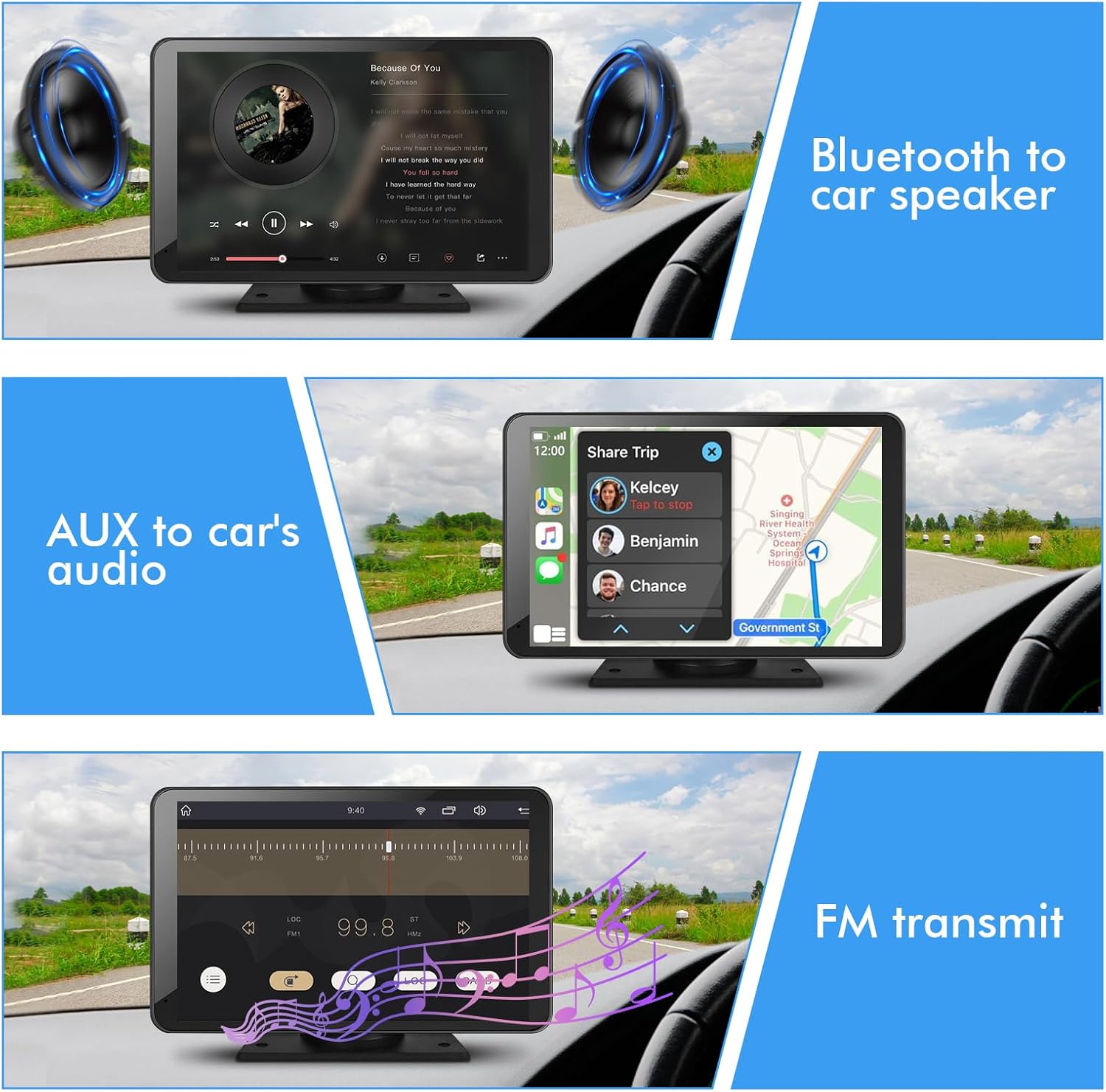 7" HD Portable Carplay Wireless Touch Screen Double Din Car Stereo Compatible Apple Carplay and Android Auto with GPS Navigation, Voice Control, Mirror Link, Bluetooth - Image 5