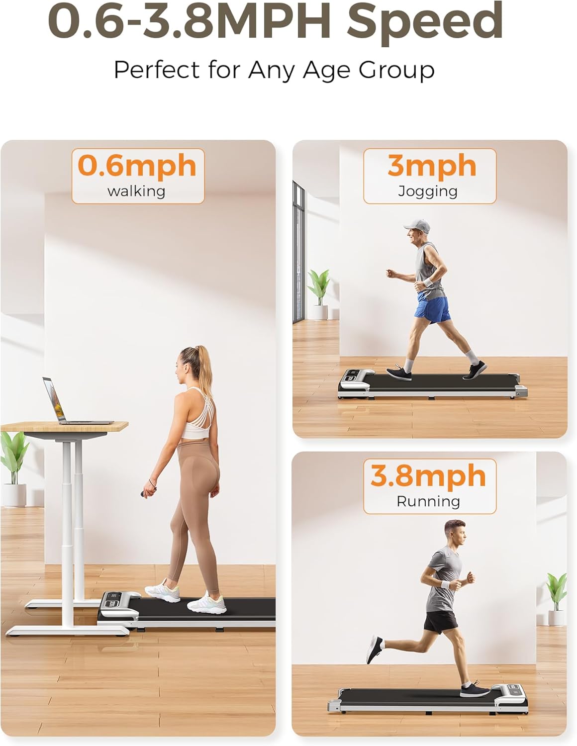 Under Desk Treadmill, Walking Pad for Home and Office, 2.5 HP Portable Walking Jogging Running Machine with Remote Control and LED Display - Image 8