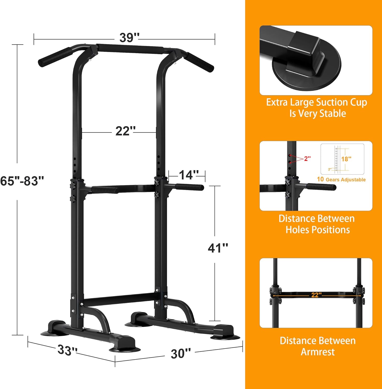 DlandHome Power Tower Pull Up Dip Station Multi-Function Fitness Equipment for Strength Training Adjustable Height Dip Stand for Home Gym - Image 6