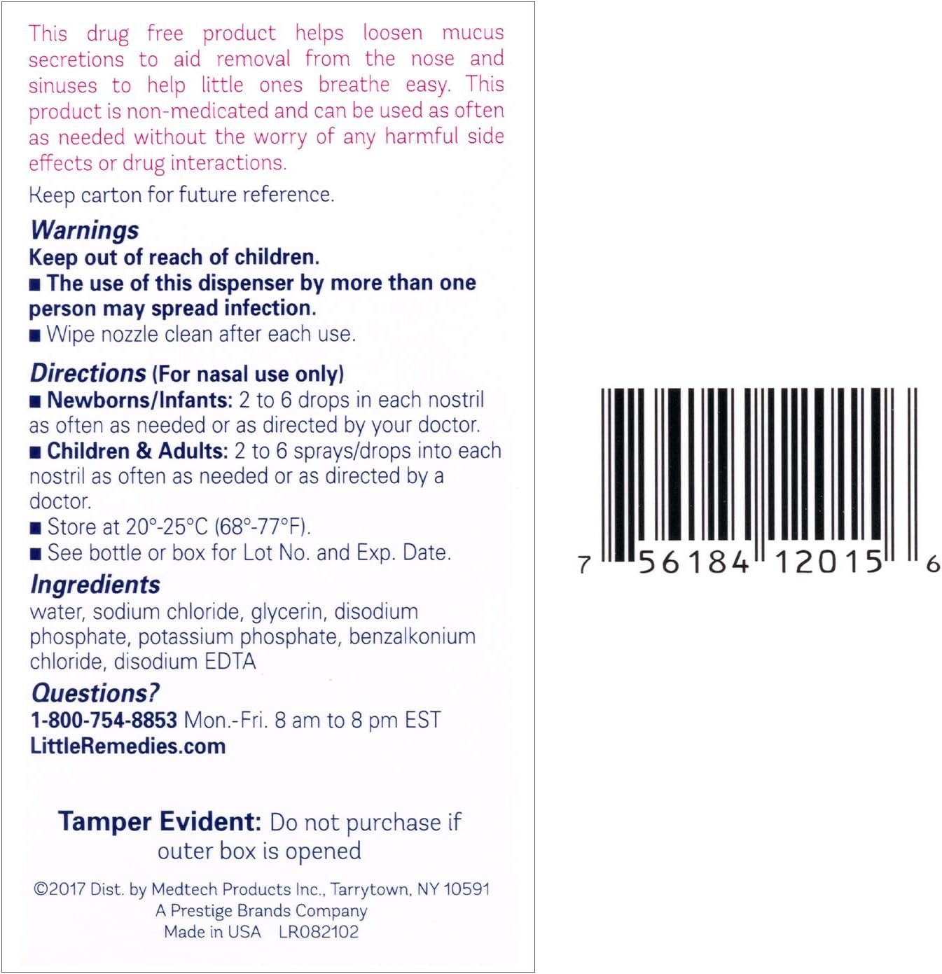 Little Remedies Saline Spray and Drops, Safe for Newborns, 0.5 fl oz - Image 8