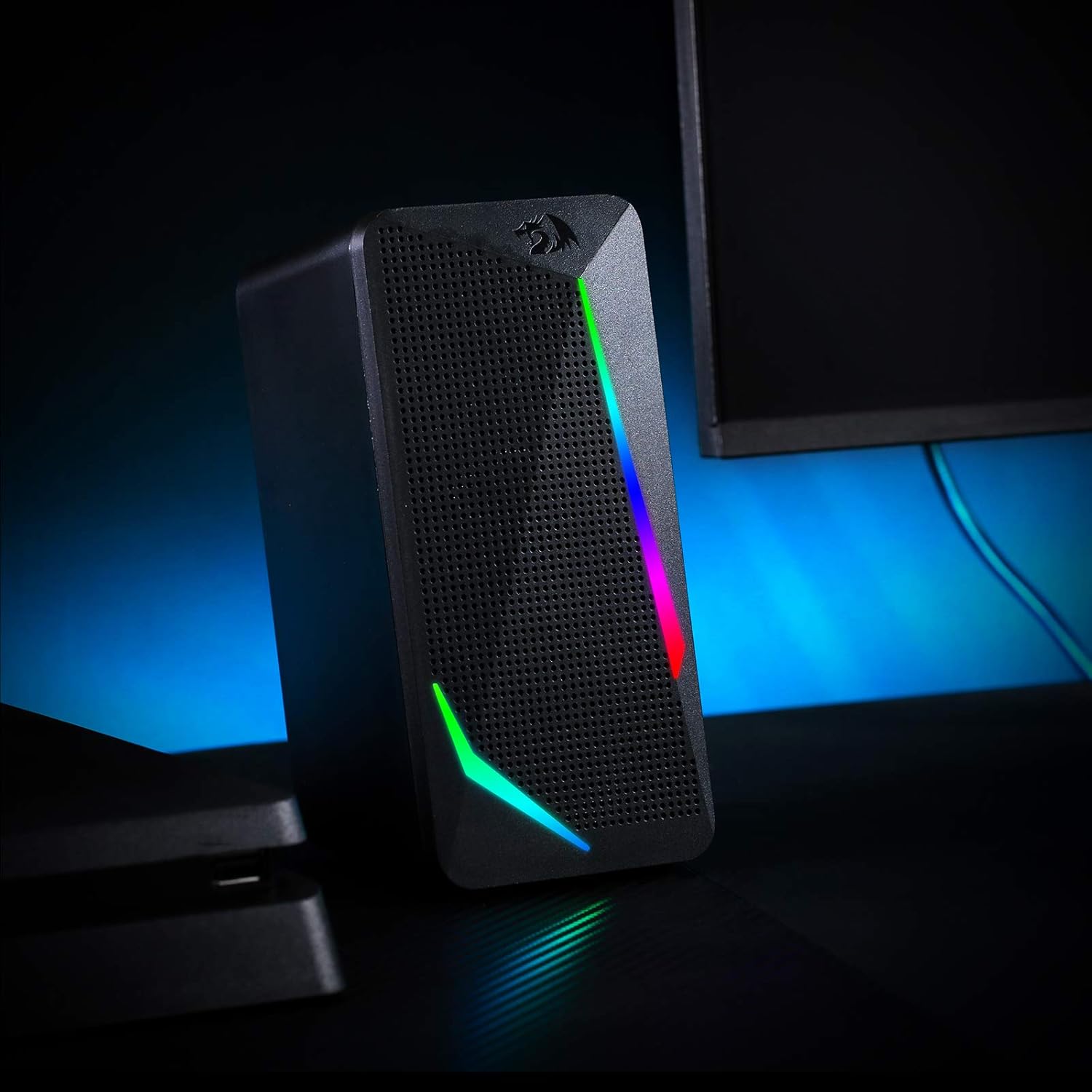 Redragon GS510 RGB Desktop Speakers, 2.0 Channel PC Computer Speaker with 4 Colorful LED Backlight Modes, Enhanced Bass and Easy-Access Volume Control, USB Powered w/ 3.5mm Cable - Image 8