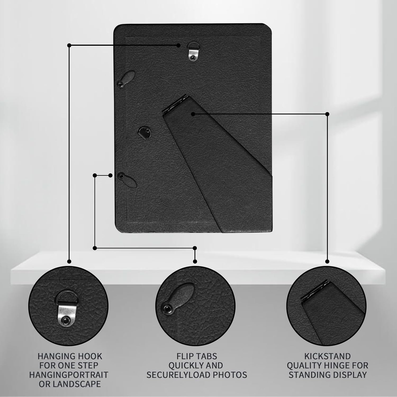 IZIDDO 4x6 Picture Frame Black Real Glass Picture Frames Minimalist Decor Photo Frame with Wall Mount or Tabletop Standing - Image 8