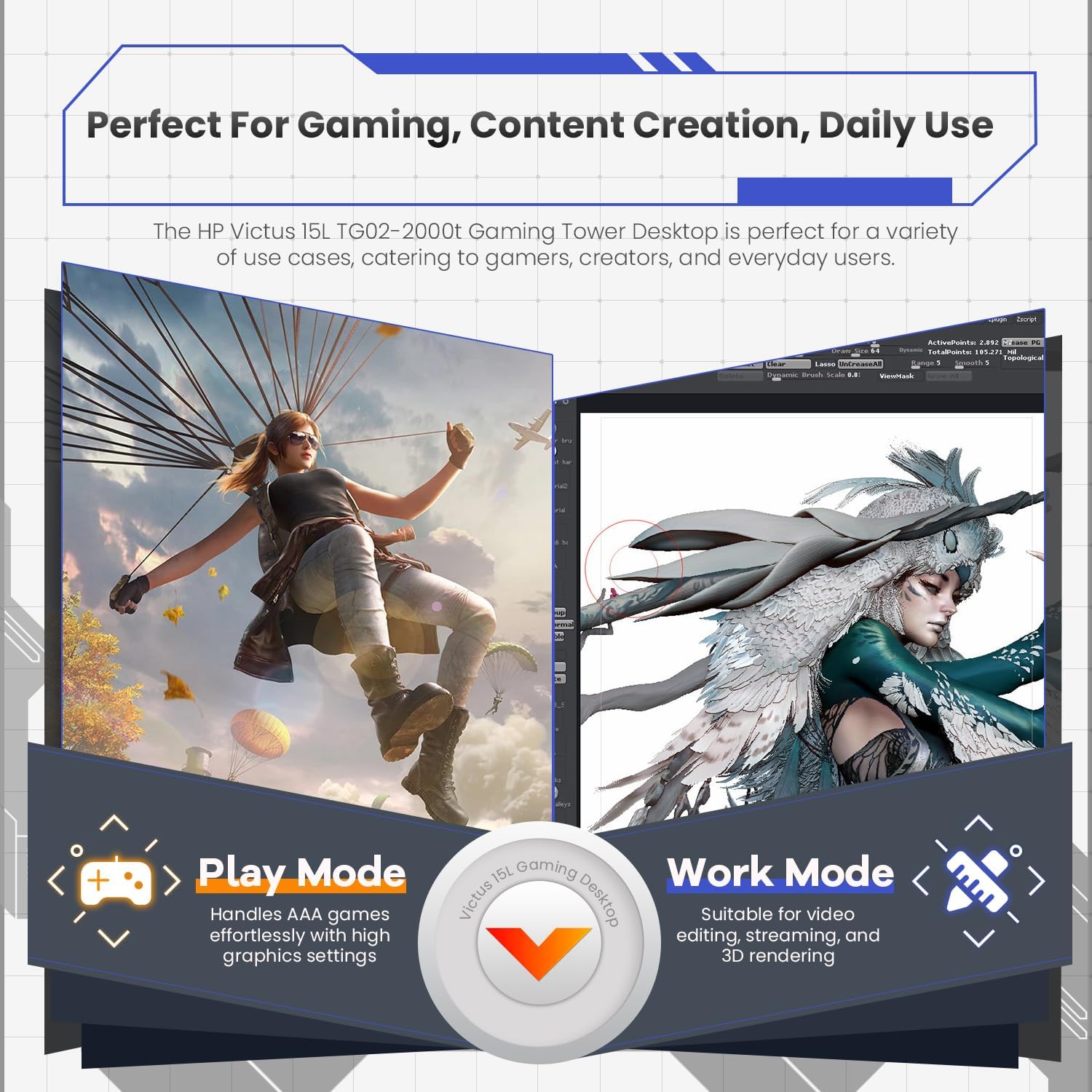 HP Victus Pro 15L RTX 4060 Tower Gaming Desktop, Intel i5-14400F (Beats Intel i7-13650HX), NVIDIA GeForce RTX 4060, 32GB RAM, 1TB SSD, Wi-Fi 6, Win11 Pro, Machenike Mechanical Gaming Keyboard Bundle - Image 4