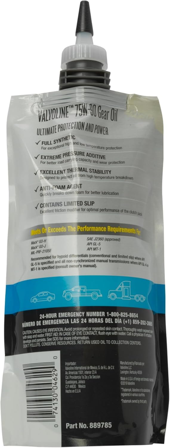 Valvoline FlexFill Full Synthetic SAE 75W-90 Gear Oil 1 QT Pouch - Image 3