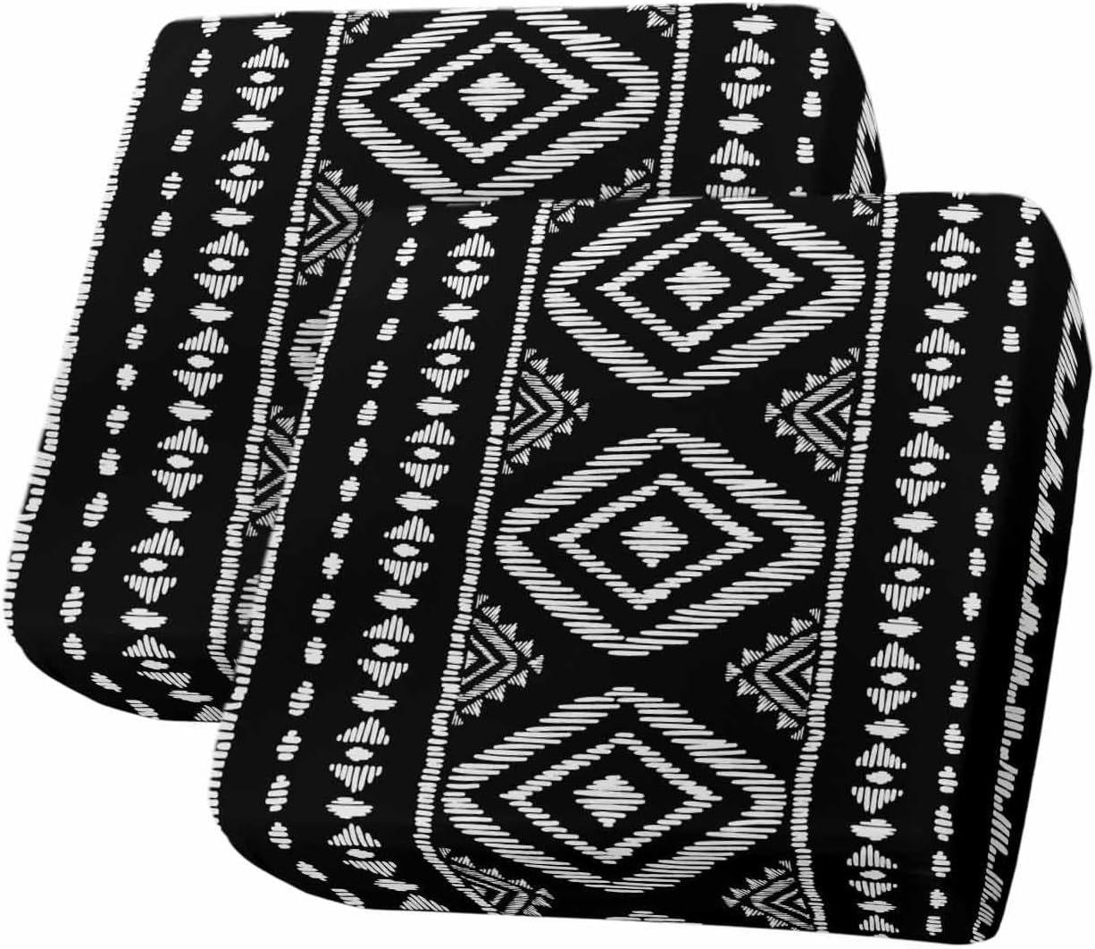 Geometric Boho Stretch Couch Sofa Cushion Covers,Sectional/Individual/L/T Shape Sofa Couch Slipcover Furniture Slip Cover with Elastic Bottom,Black White Abstract Minimalist Stripes S Size 2-PC - Image 2