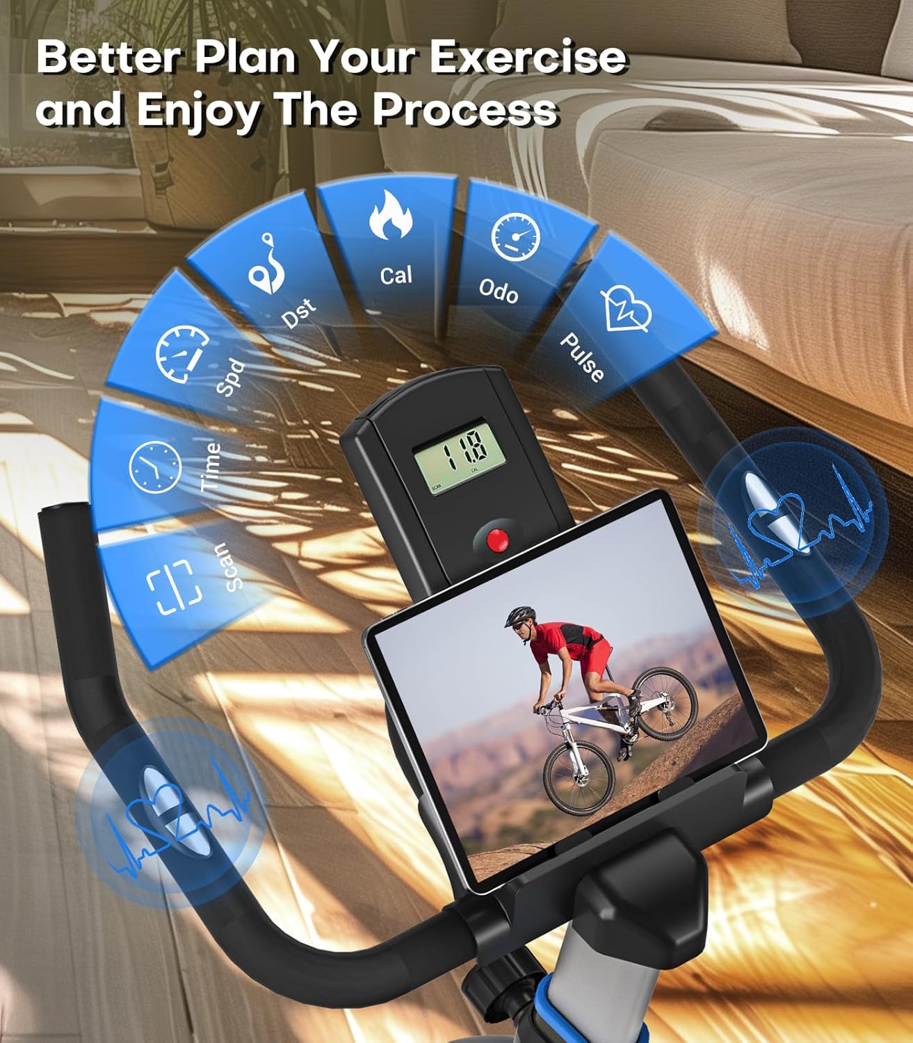 Exercise Bike, DMASUN Classic Brake Pad Stationary Bike for Home with 300 LBS Capacity, Indoor Bike with Comfortable Seat Cushion, Digital Display with Pulse - Image 6