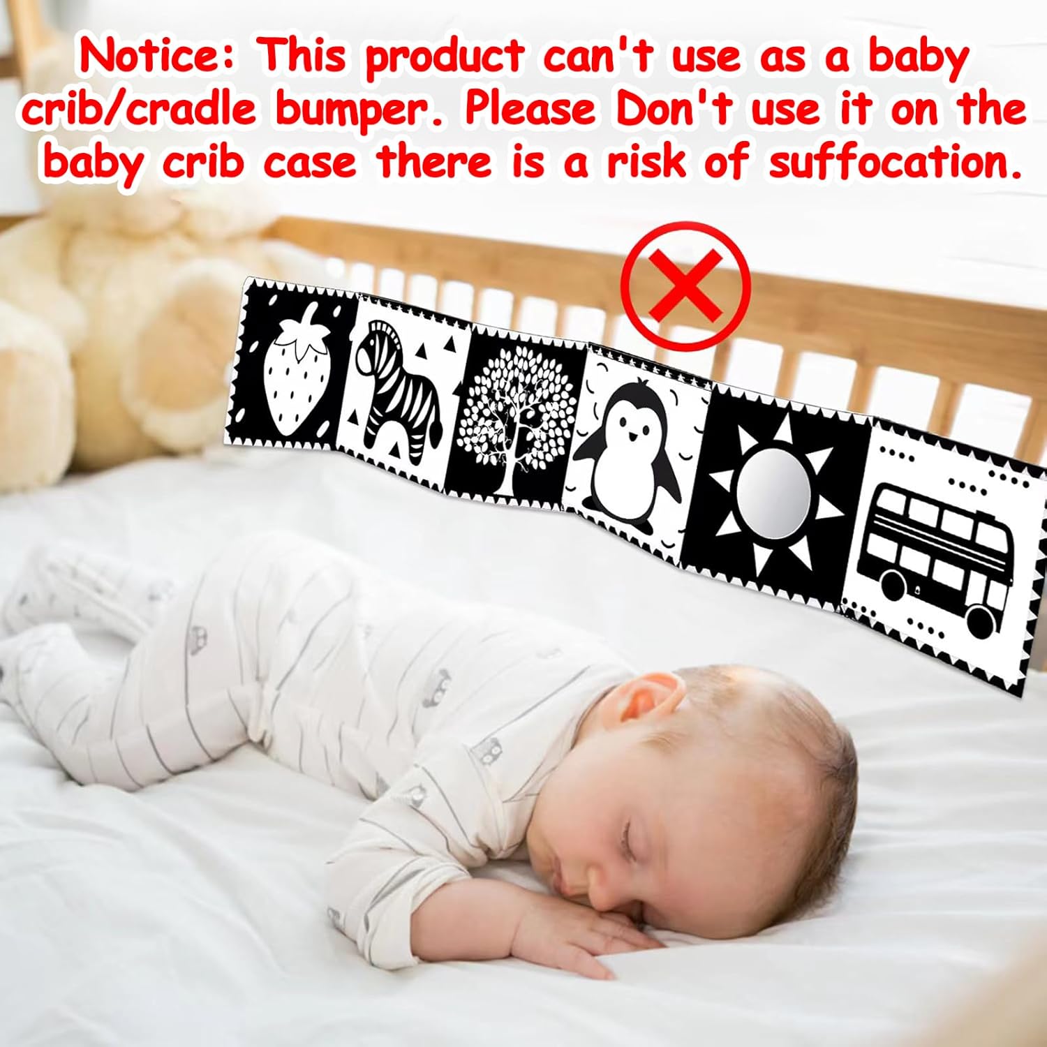 Black and White High Contrast Baby Toys 0-6 6-12 Months Soft Book for Newborn Brain Development Tummy Time Toys Infant Sensory Crinkle Toys 0-3 3-6 Month Montessori Learning Activities for Babies - Image 8