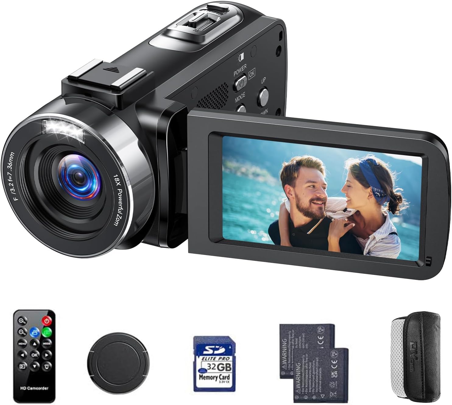 4K Video Camera Camcorder 42MP YouTube Vlogging Camera 18X Digital Zoom Webcam 3.0 Inch 270 Degree Rotation Screen Camcorders with 32G SD Card and 2 Batteries Recording While Charging - Image 2