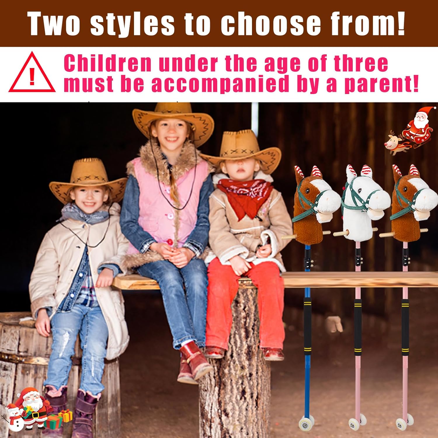 Stick Horse, Horse on a Stick for Kids Ages 4-12 with Illuminated Silent Wheels Pony on a Stick Adjust 30"-51" Complimentary AA Batteries Realistic Sound Effects Parent or Grandparent Gift Options - Image 10