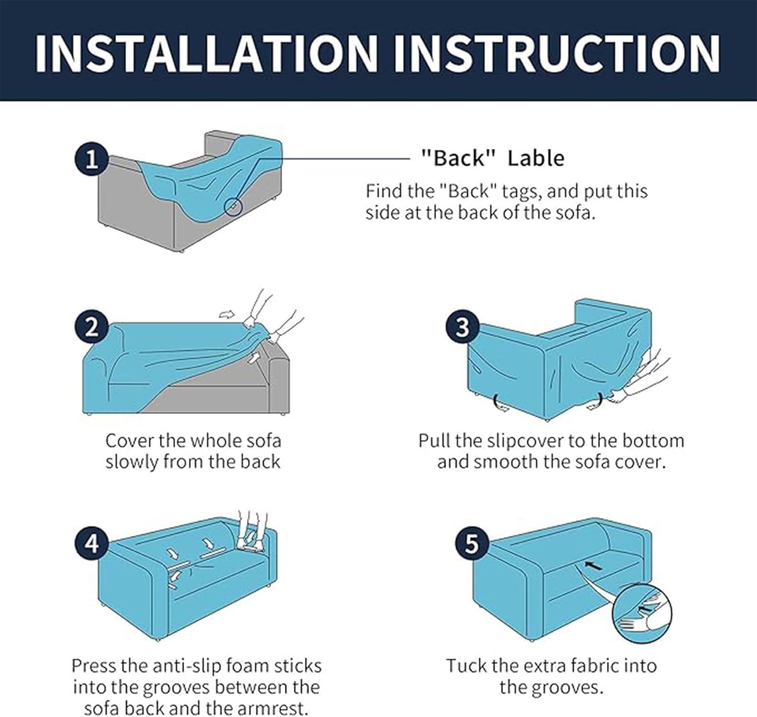 2025 New Stretch Sofa Slipcovers Couch Cover for 3 Cushion Furniture Protector Sofa Covers with Elastic Bottom Jacquard Fabric Small Checks for Pets, Kids -Sofa, Black - Image 7