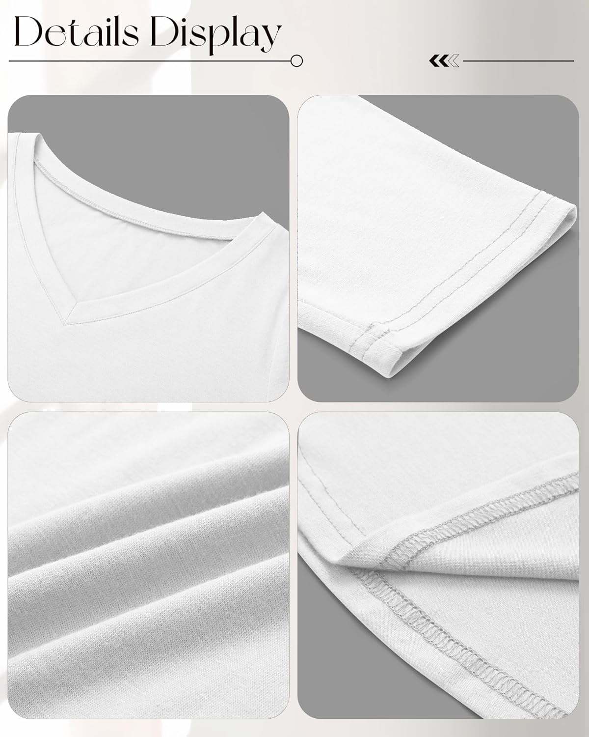 Ficerd 4 Pack Women's 3/4 Sleeve T Shirts, V Neck Casual Tunic Tops Loose Fit Cotton Shirts Solid Color Summer Tees - Image 6