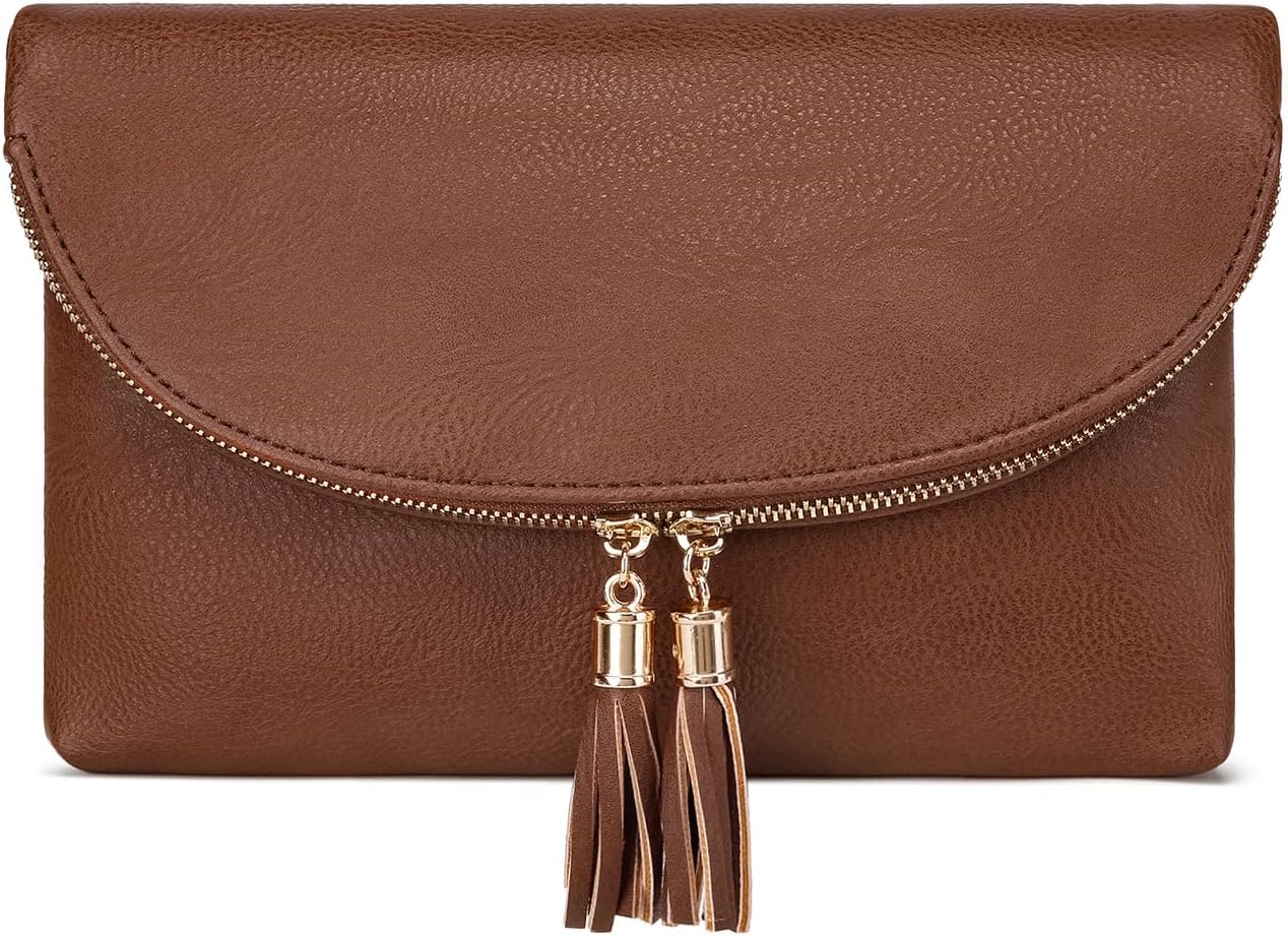 Solene Womens Envelop Clutch Purse Multi Compartments, 6 Card Slot Inside, Crossbody Bag With Tassels - Image 2