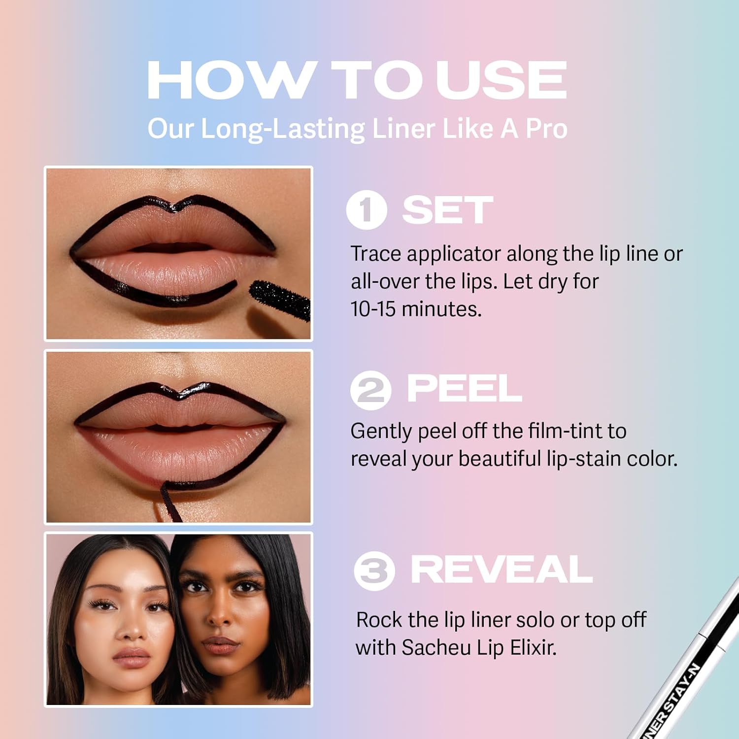 Sacheu Lip Liner Stay-N - Peel Off Lip Stain. Long Lasting Matte Lip Tattoo, Transfer Proof Lipstain Infused with Hyaluronic Acid & Vitamin E, for All Skin Types. Vegan and Cruelty-Free, nOOHde - Image 6