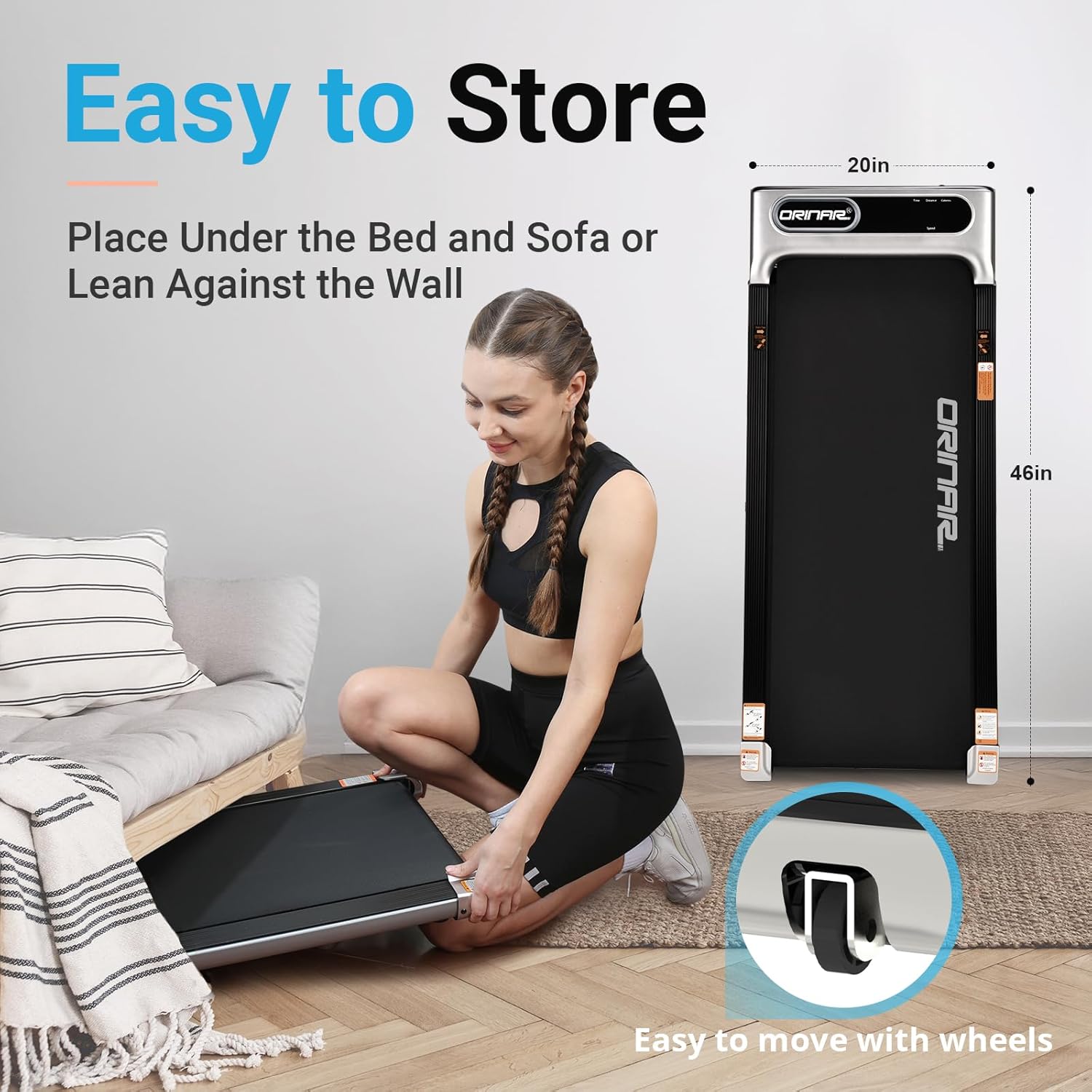 Walking Pad, Under Desk Treadmill for Home and Office, 2.5 HP Portable Treadmill, 3 in 1 Walking Jogging Running Machine with Remote Control, LED Display - Image 4