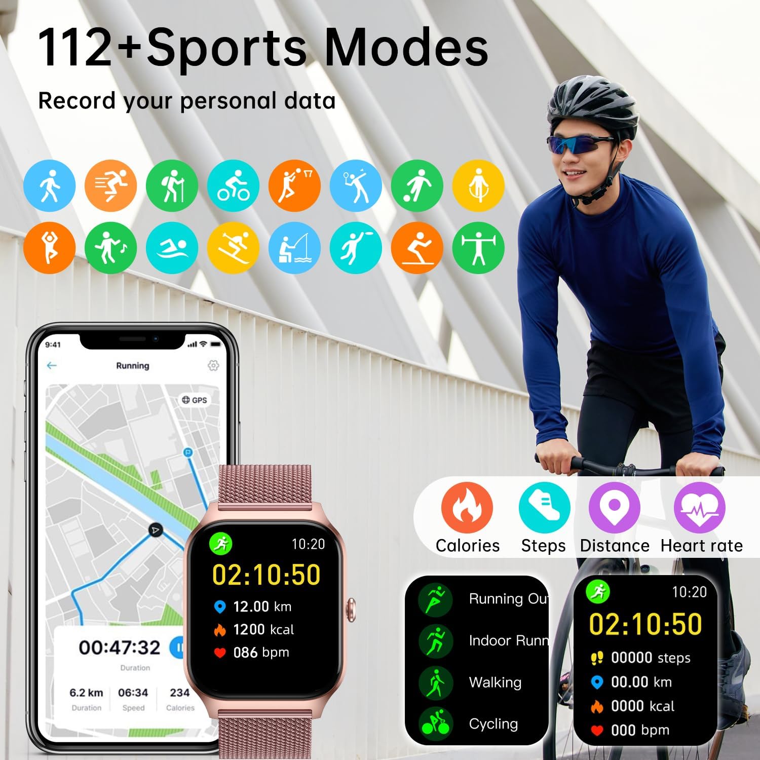 Smart Watch for Women Fitness Tracker: Rose Gold Make/Answer Call Smart Watches for Women Waterproof Digital Mens Watches Running Smartwatch Android Phone iPhone Samsung Compatible Heart Rate Monitor - Image 5