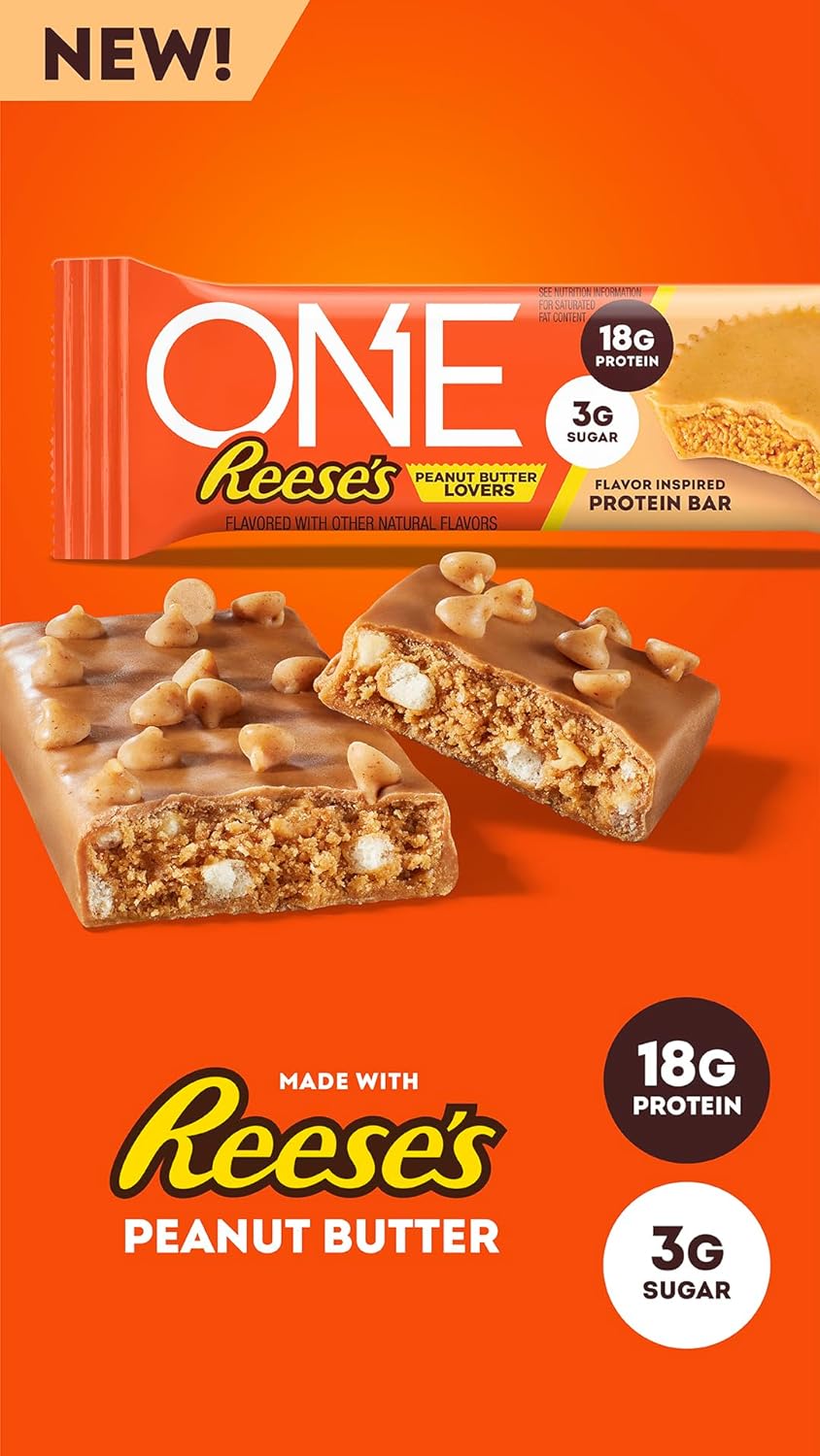 ONE Protein Bars, Reese's Peanut Butter Lovers, Gluten Free with 18g Protein and 3g Sugar, Pantry Staples, 2.12 oz (12 Count) - Image 5
