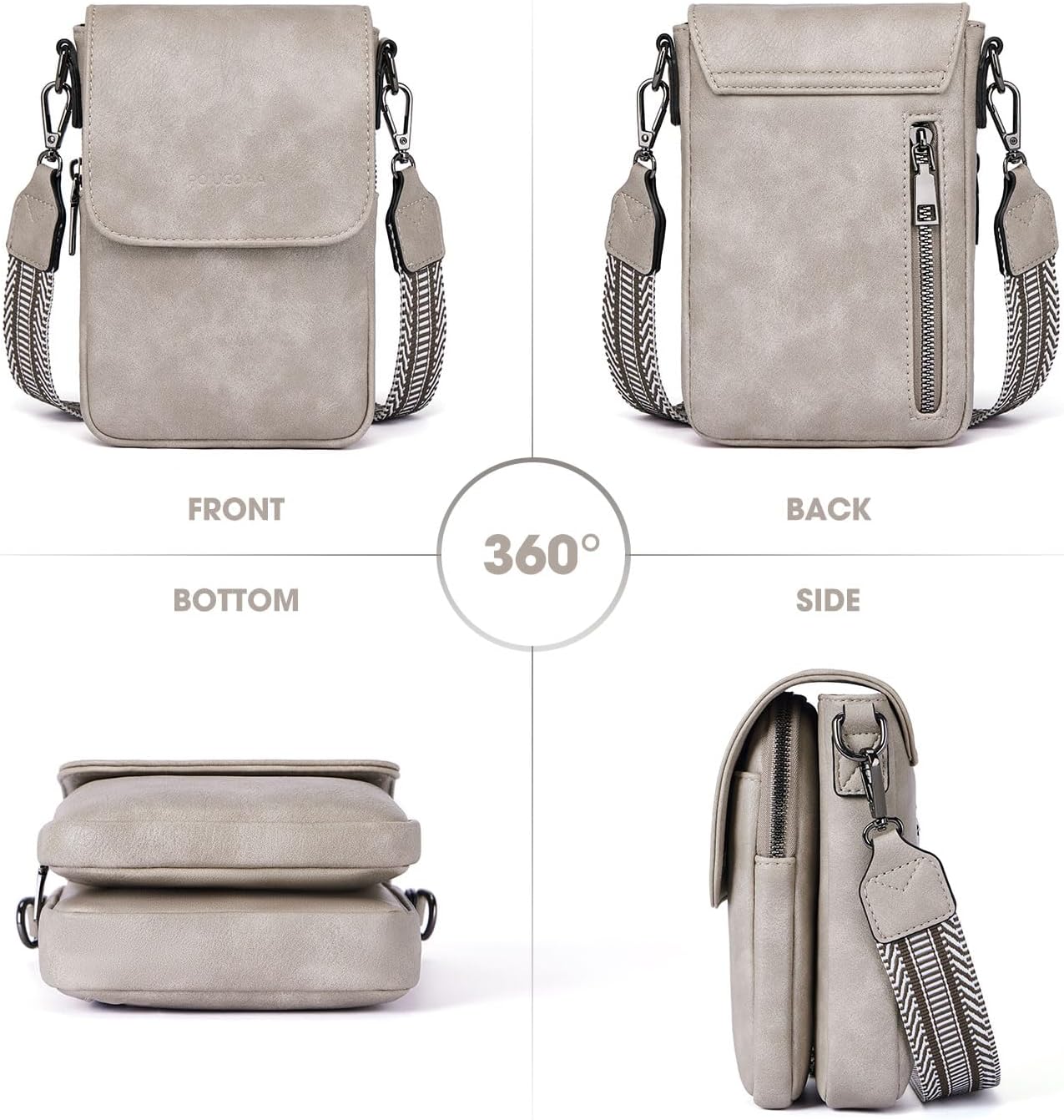 POIUGOYA Small Crossbody Bags for Women Trendy,Leather Triple Compartment Cell Phone Crossbody Wallet Purses with Card Slots - Image 4