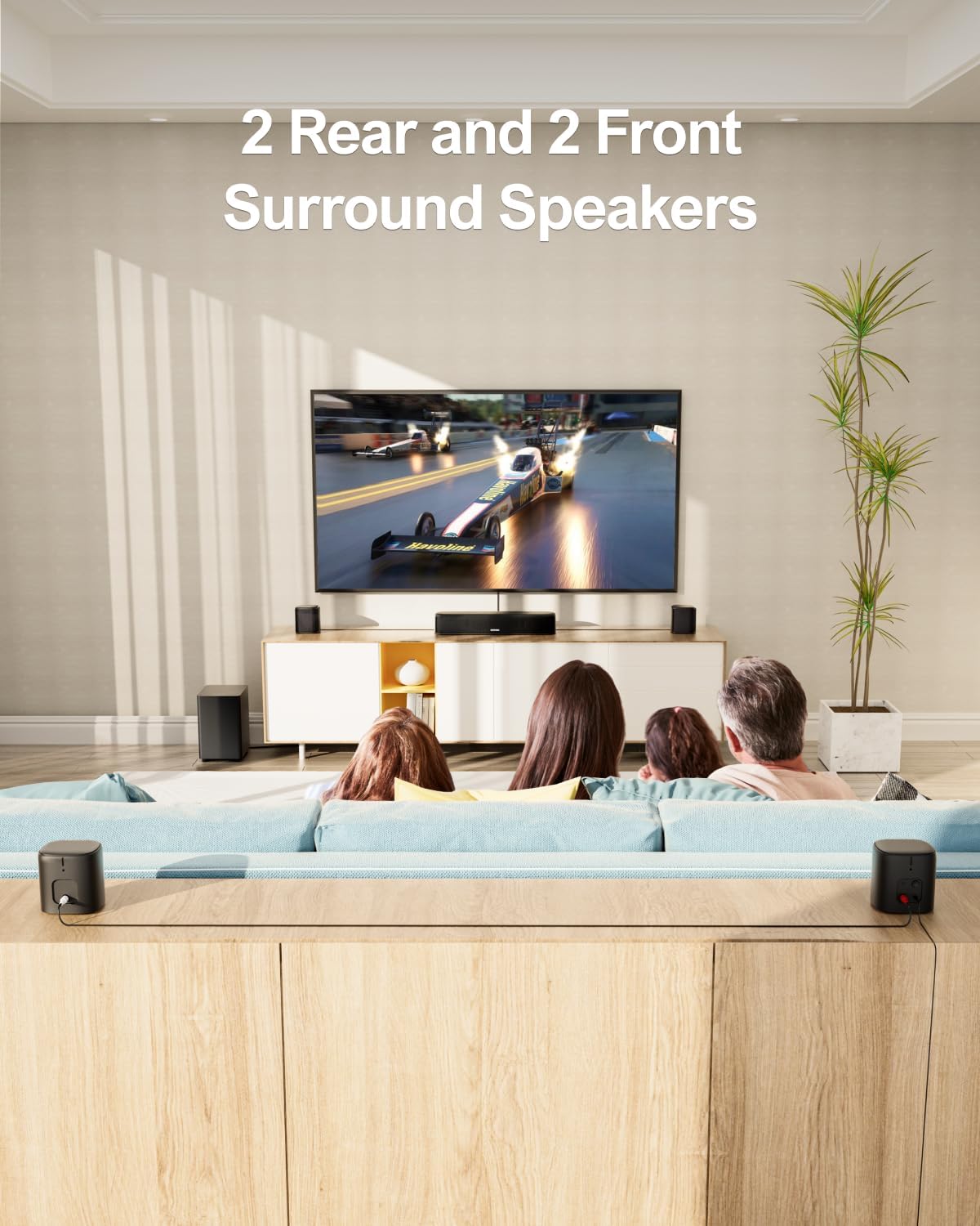 ULTIMEA 7.1ch Virtual Surround Sound Bar, Sound Bar for Smart TV with 4 Surround Speakers, Peak Power 330W, Surround Sound System for TV, App Control, TV Soundbar with Subwoofer, Opt/AUX/BT, Aura A40 - Image 4