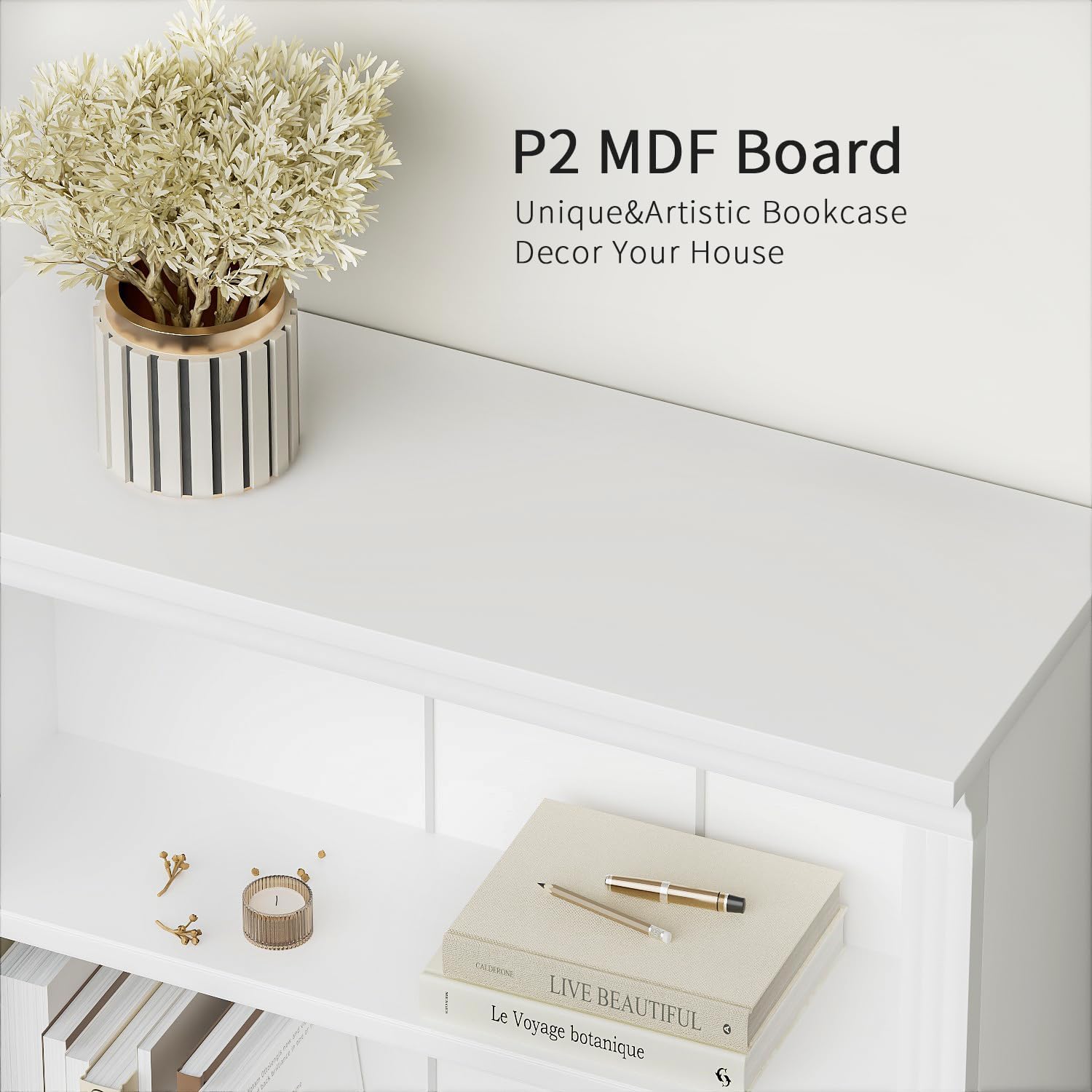 VICTONE 5-Shelf Bookcase, Wooden Standing Rack Book Storage Shelves Furniture Selection for Living Room, Bedroom, Home Office (White) - Image 6