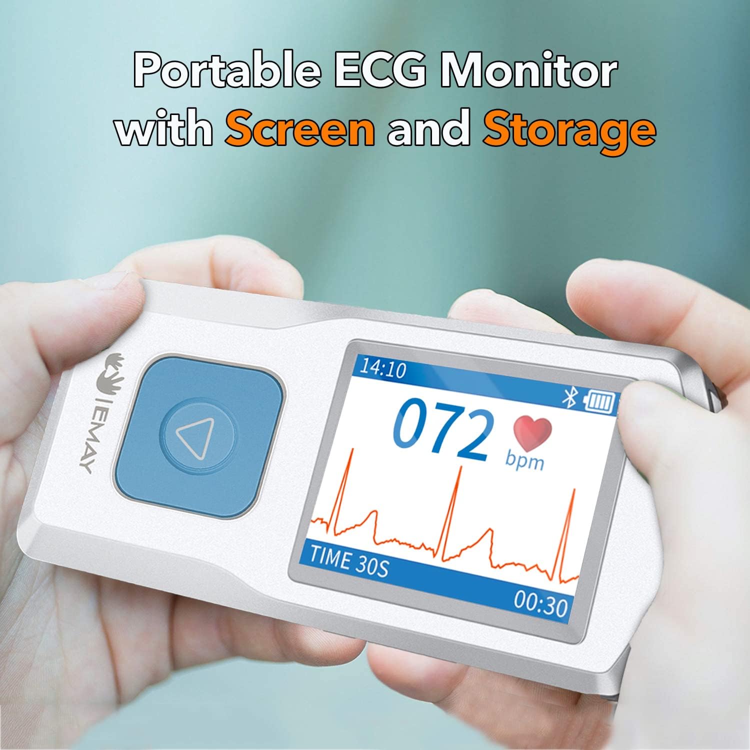 EMAY Portable ECG Monitor | Record ECG and Heart Rate Anytime Anywhere | Stand-Alone Device with LCD Screen and Storage | No Subscription Required - Image 3