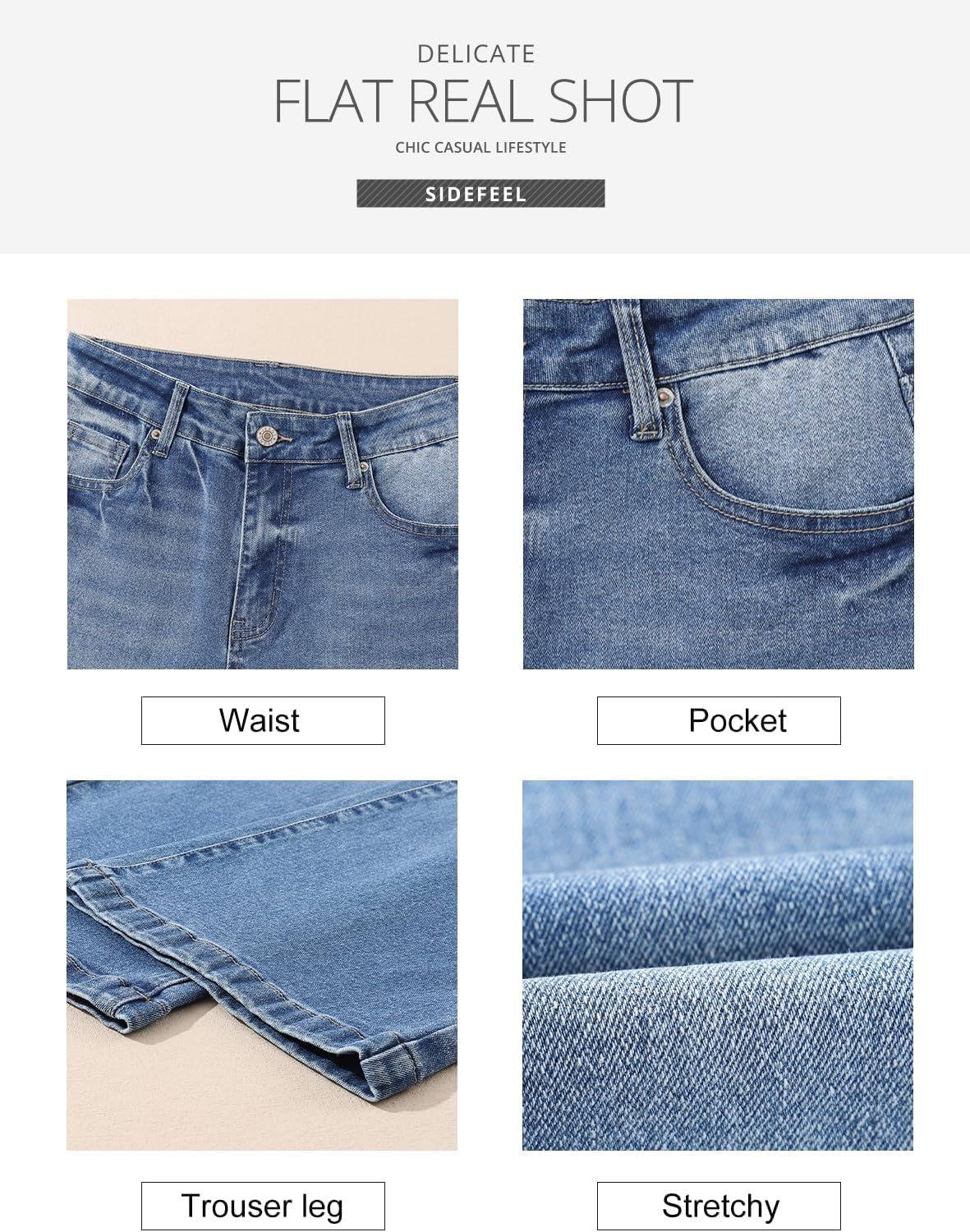 Sidefeel Women's Wide Leg Jeans Casual High Waisted Straight Zimbaplatinum Denim Pants with Pockets - Image 5