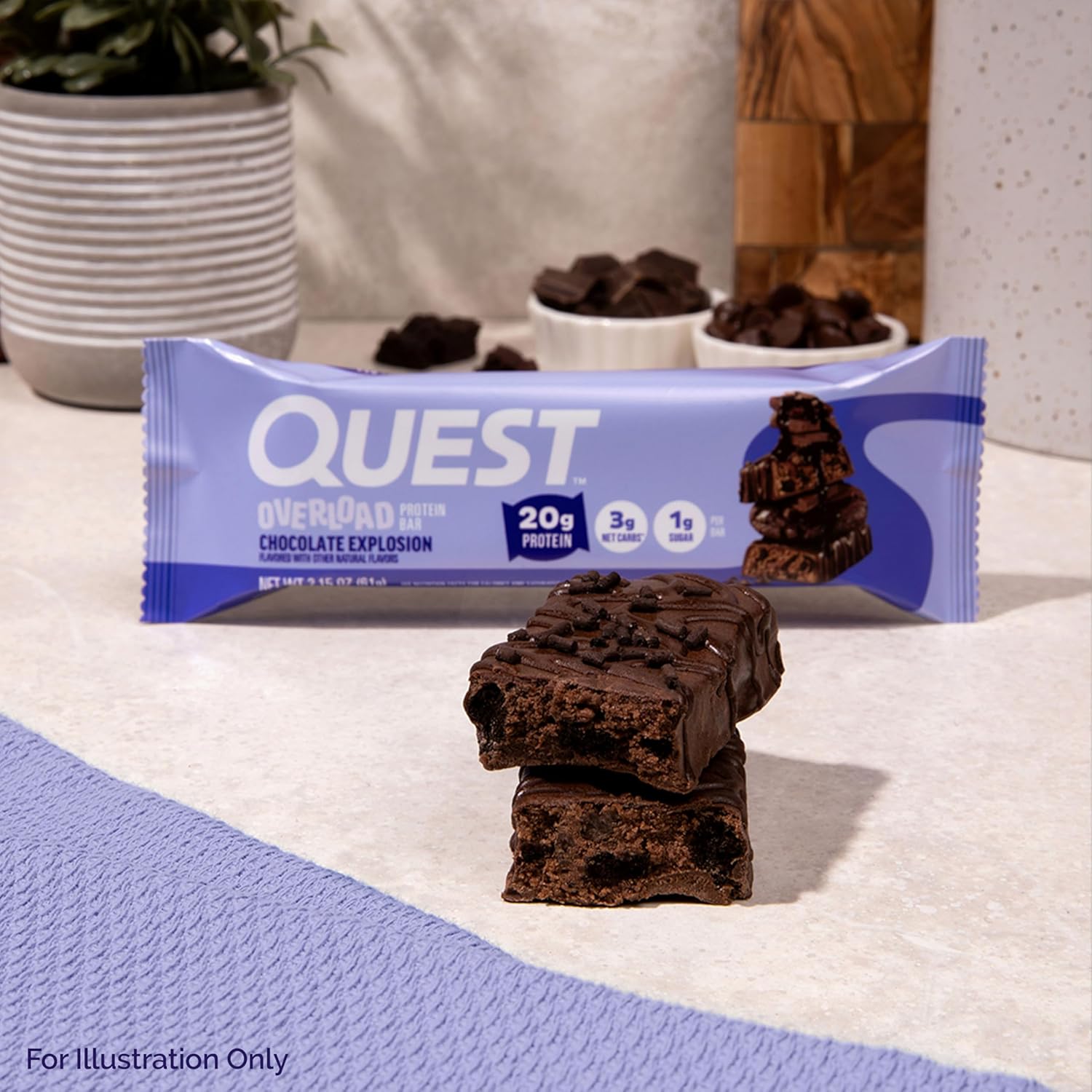 Quest Nutrition Overload Protein Bars, Chocolate Explosion, 20g Protein, 1g Sugar, 3g Net Carbs, Gluten Free, 12 Count - Image 5