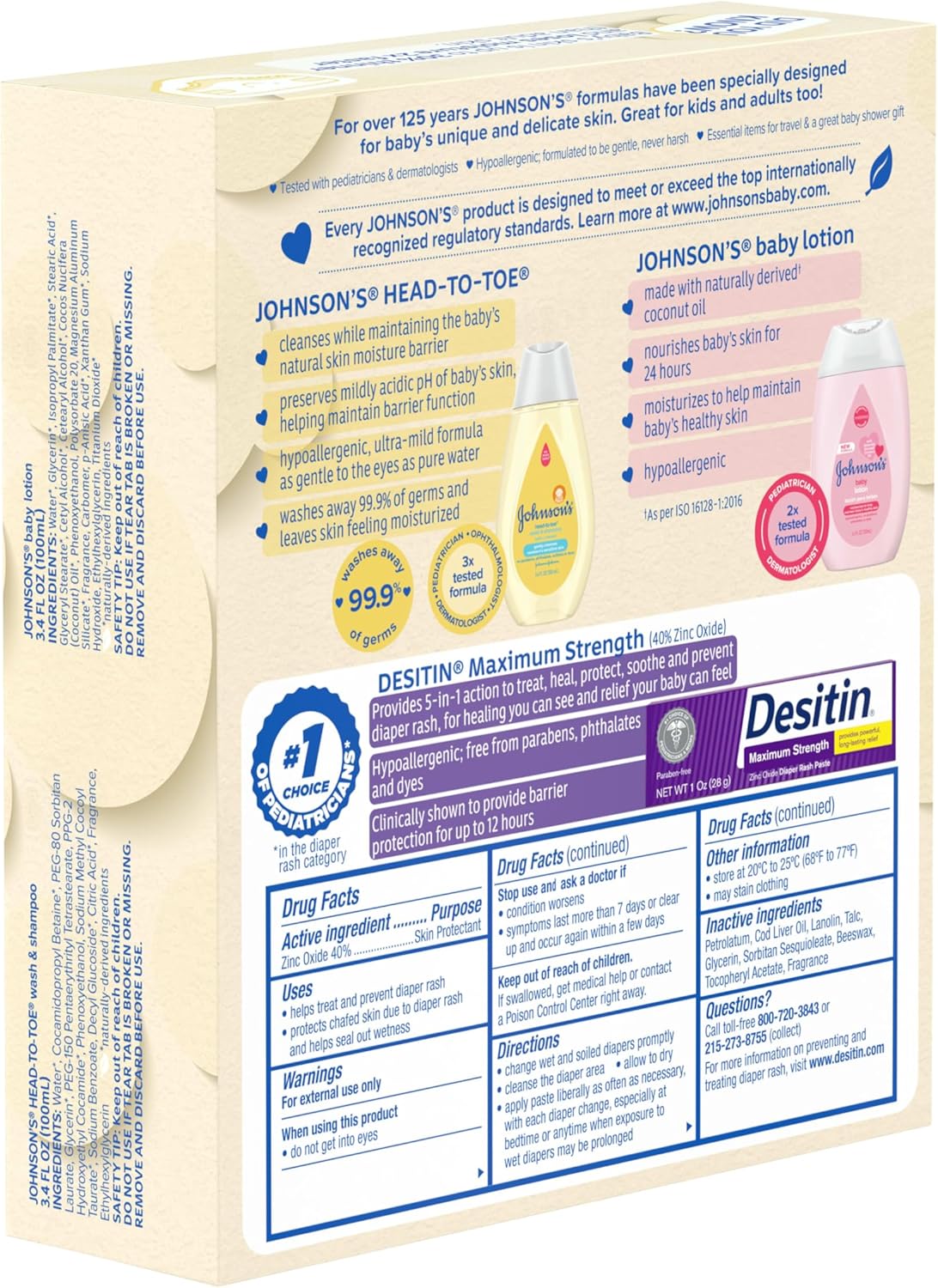 Johnson's Baby Care Essentials Gift Set, Body Lotion, & Zinc Oxide Diaper Rash Paste for Baby's Delicate Skin, Value Pack, Travel-Size, Bath Essentials Must Haves, Baby Gifts, 3 Items - Image 8