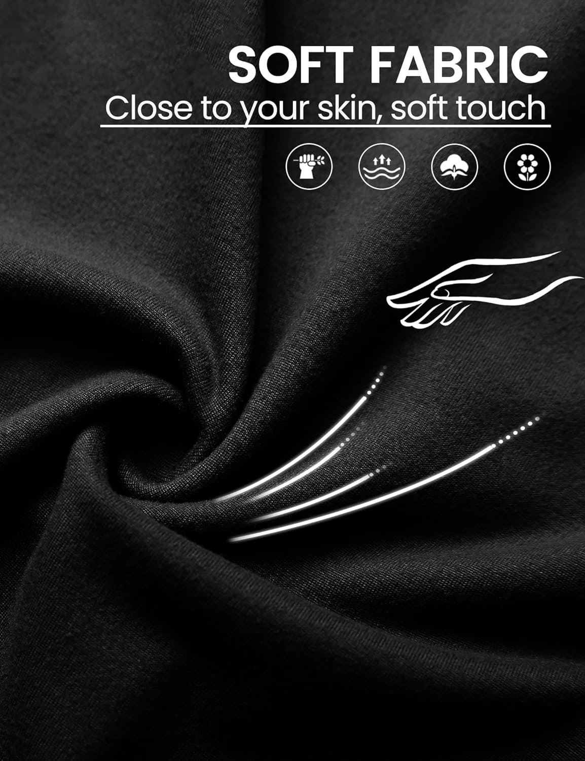 ZOOSIXX Soft Black Pajama Pants for Women, Wide Leg Comfy Casual Lounge Yoga Capri Pants 22'' / 30'' - Image 4