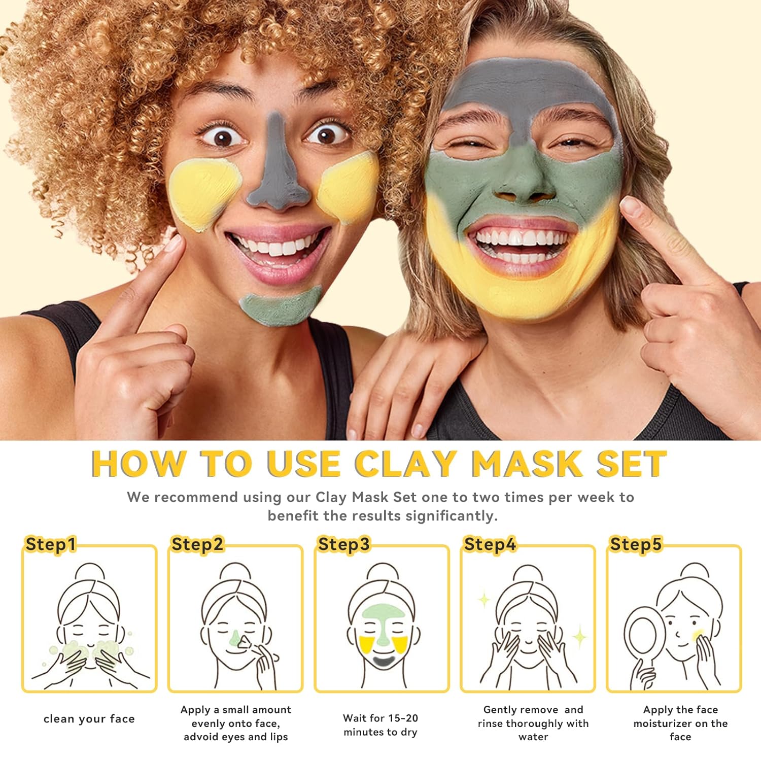 ANAI RUI Turmeric Clay Mask - Green Tea Clay Mask - Dead Sea Minerals Mud Mask, Spa Facial Mask Set, Face Mask Gift Set 2.5 oz each - Image 7