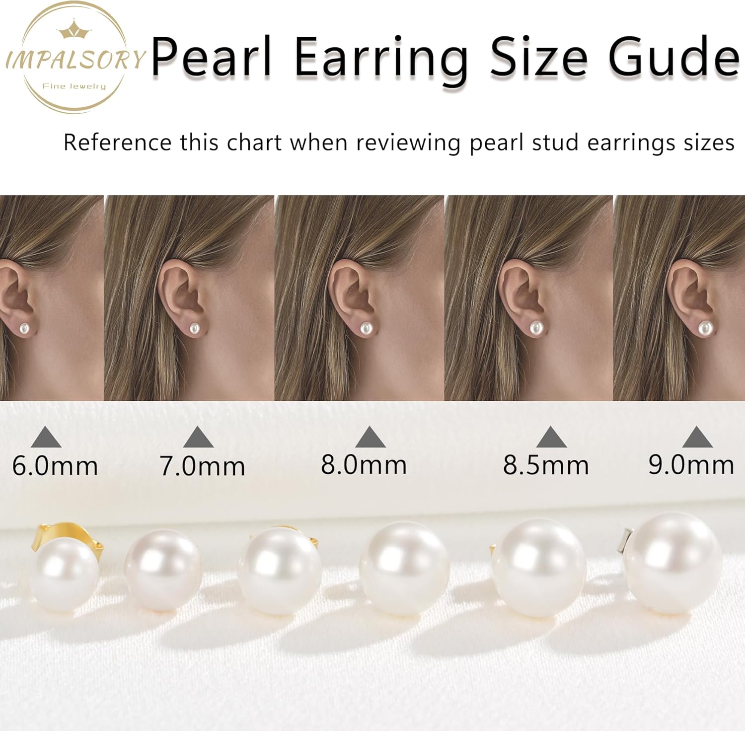 18K Gold Plated Round White Freshwater Cultured Pearl Earrings Studs for Women - Image 6