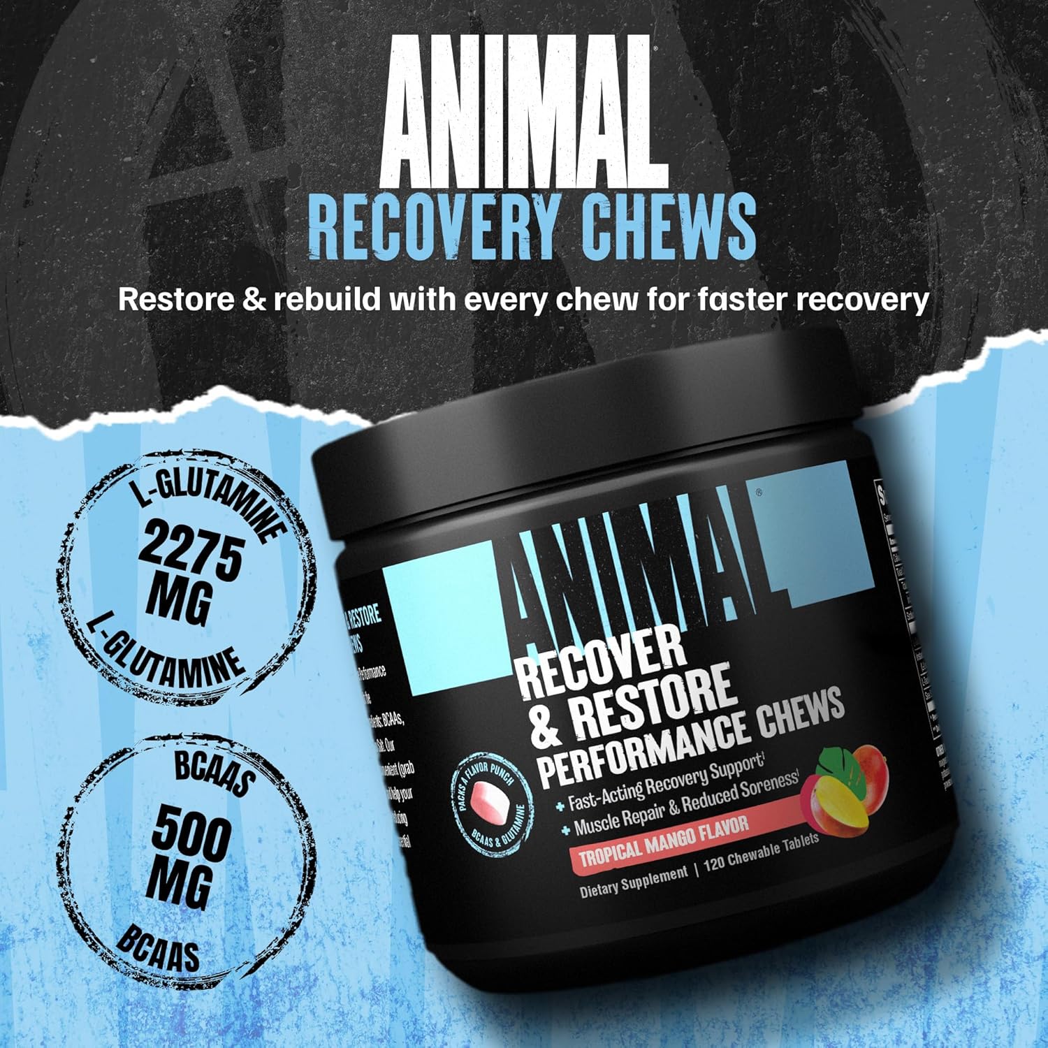 Animal Recovery Chews, Fast Acting Recovery with BCAA, Taurine and Glutamine for Muscle Repair and Hydration - Convenient and Delicious Chews Format - Image 3