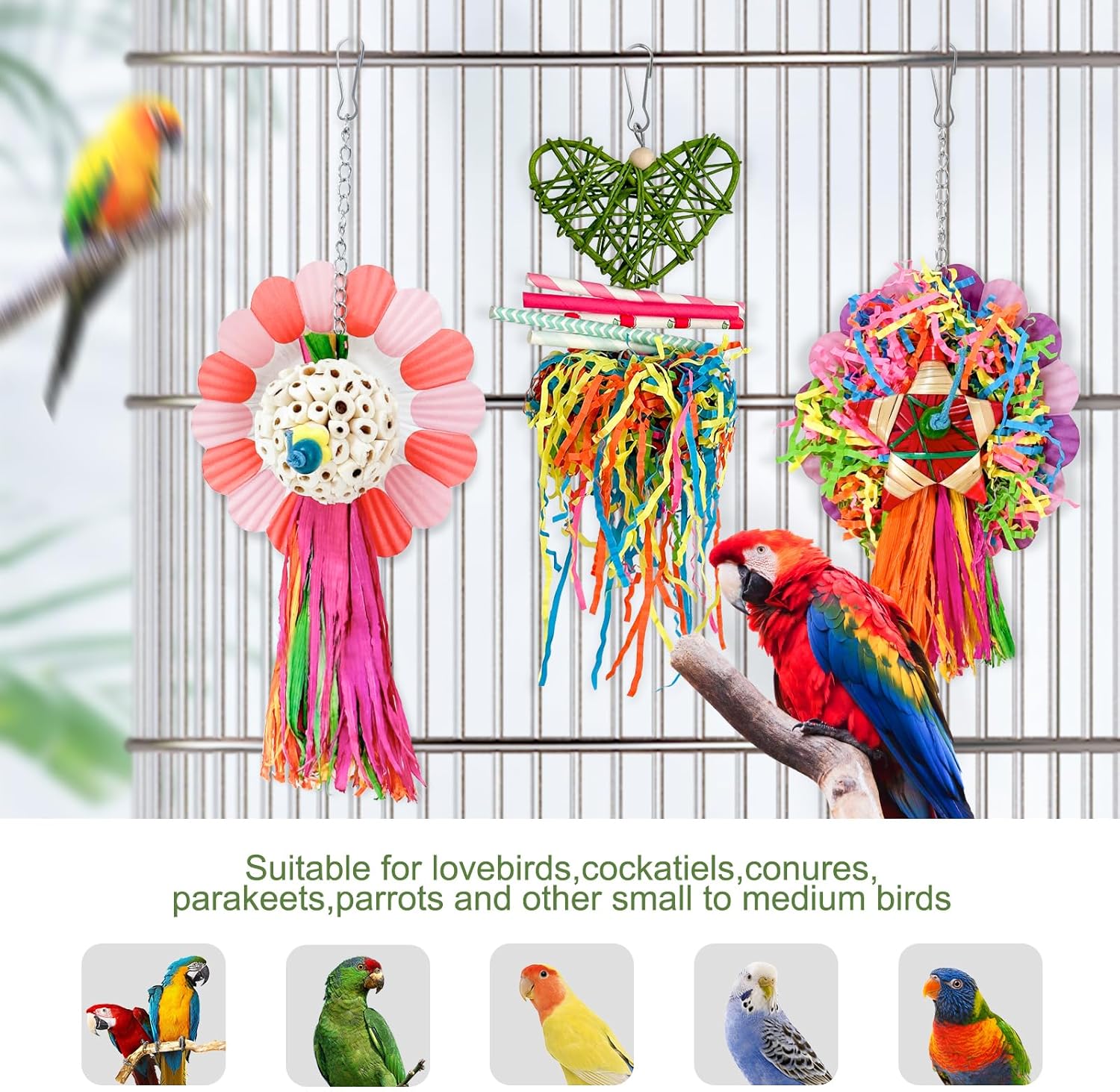 Bird Toys, 3PCS Natural Corn Cob Bird chew Toys Bird Foraging Toys for Small Medium Parrots, Conures, Cockatiel, Lovebird Cockatiel - Image 7