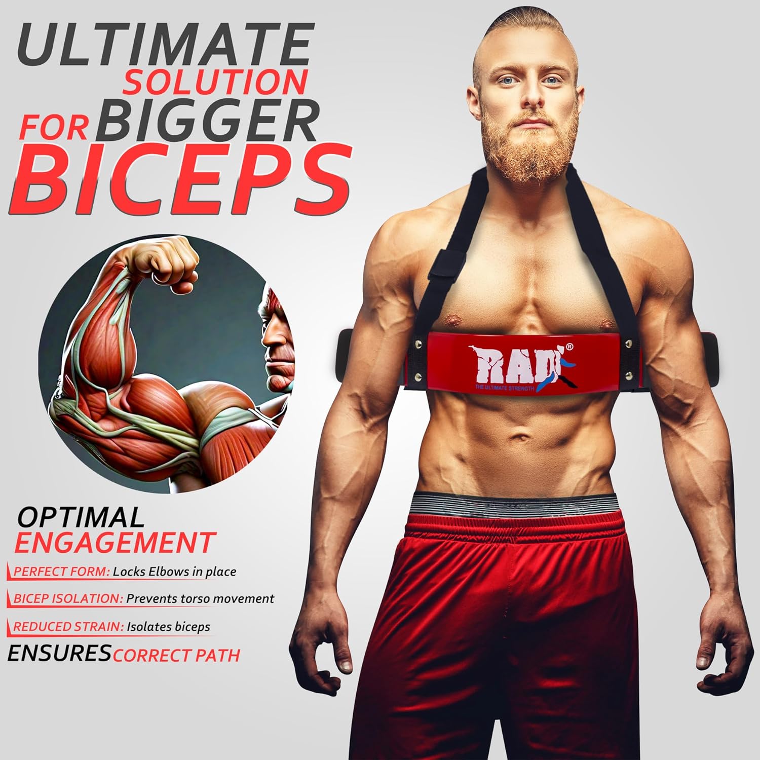 RAD Arm Blaster for Biceps & Triceps - Build Powerful Arms with Bicep Blaster Curl Support Isolator - Bicep Curl Machine - Image 5