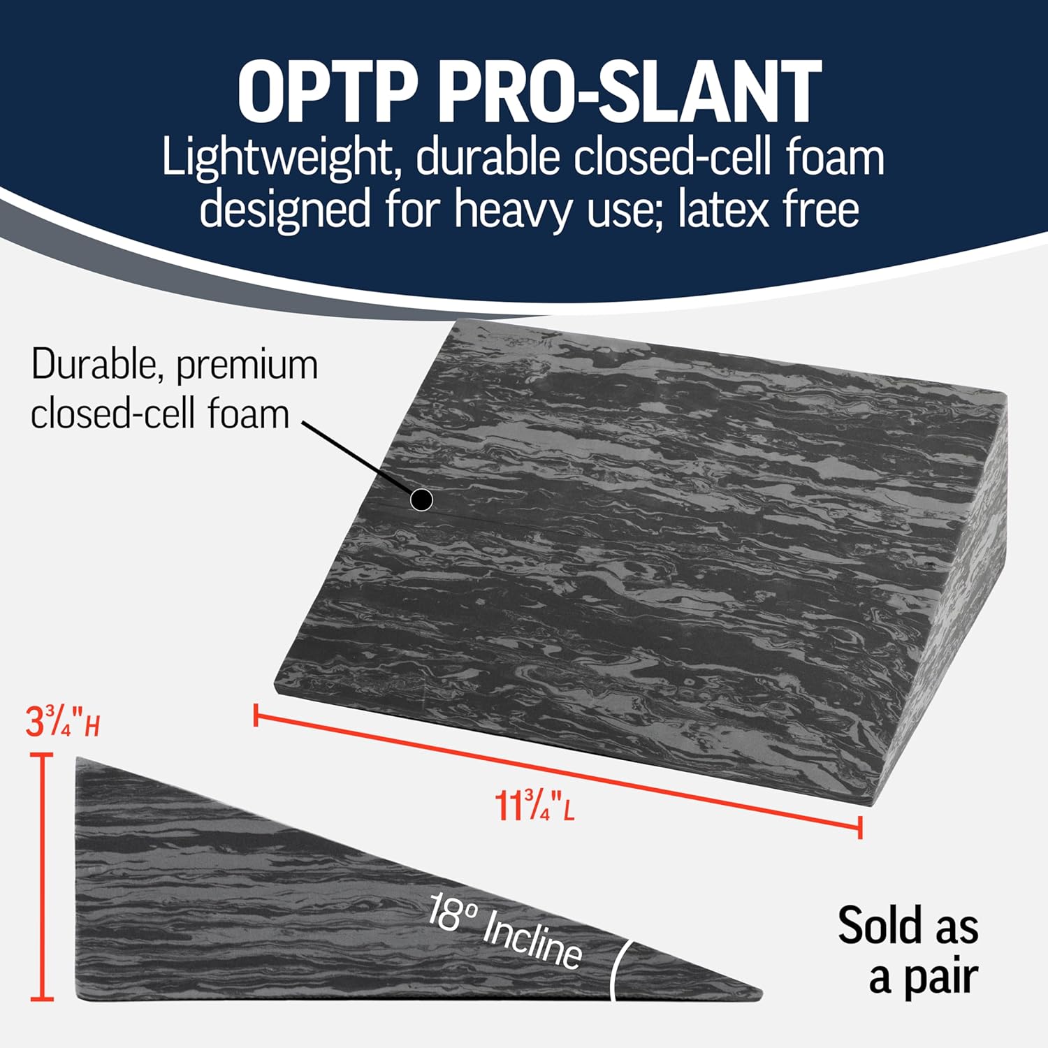 OPTP PRO-Slant – Professional Foam Incline Squat Wedge Pair and Slant Board for Squats- Workout Squat Wedges for Rehabilitation and Stretching of The Calf, Ankle and Foot - Image 3