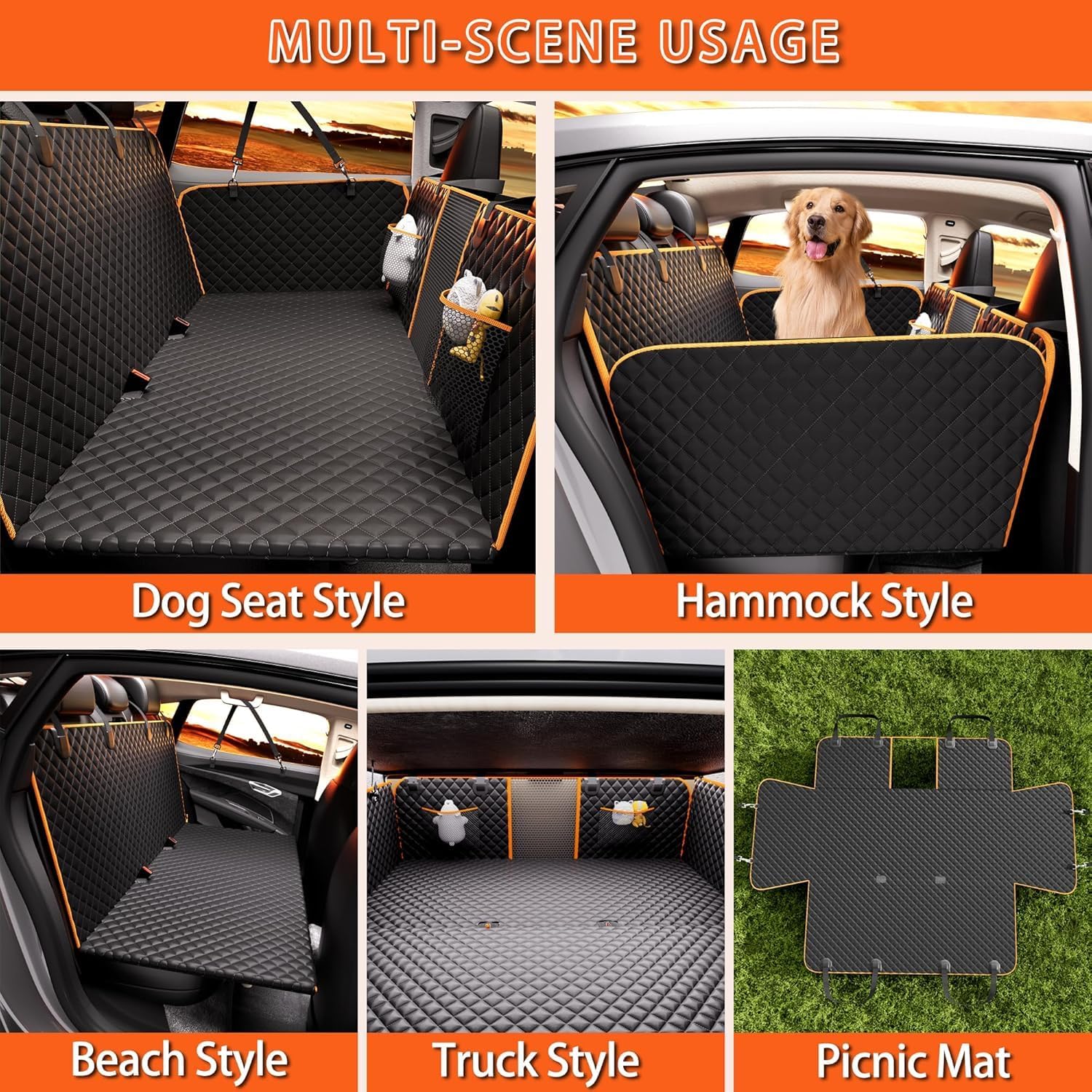 Back Seat Extender for Dogs,Holds 420lbs,Waterproof Dog Car Seat Cover for Back Seat with Hard Bottom,2025 Upgraded Material Dog Hammock for Car,Easy to Use and Clean - Image 6