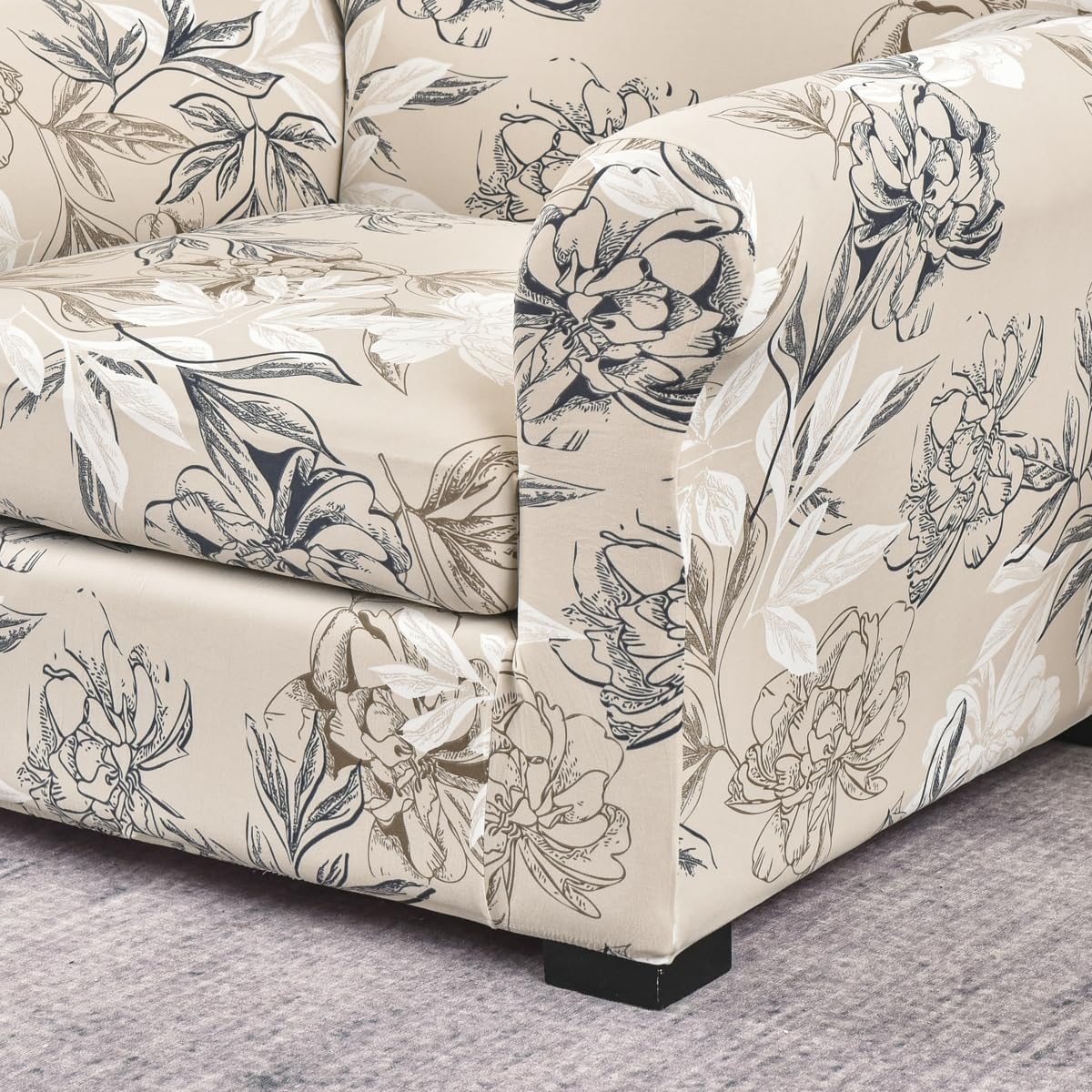 FORCHEER 2 Piece Armchair slipcovers Flower Printed Sofa Couch Covers with 1 Separate Cushion Couch Covers Washable Sofa Slipcover with Elastic Bottom for Living Room (Armchair, Styles 4) - Image 5