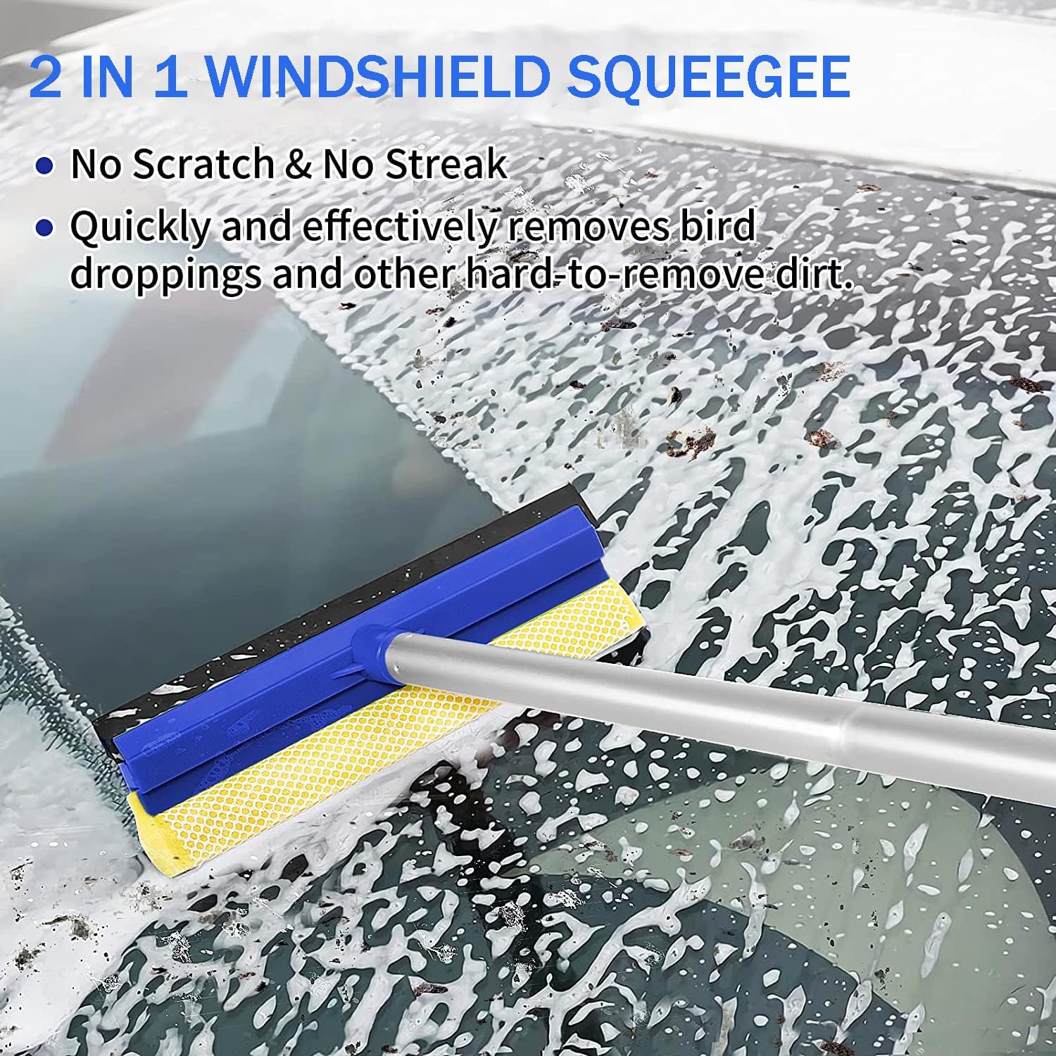 62'' Car Wash Brush with Long Handle, Scratch-Free Soft Bristles Sturdy Car Wash Mop Kit, Complete Car Cleaning Brush Kit Wash Mitt Towel Windshield Squeegee Wheel Tire Brush for Car Truck RV - Image 7