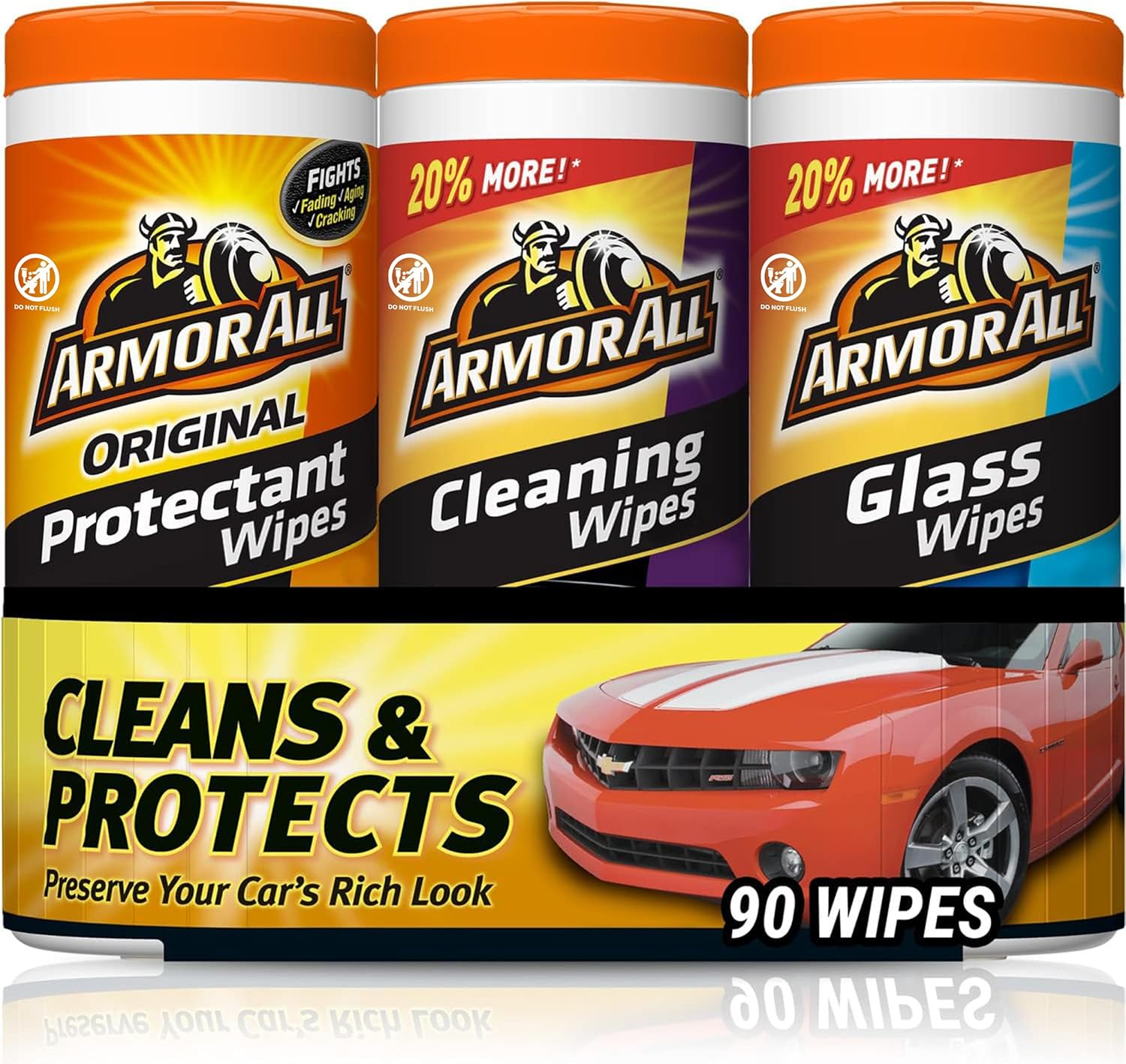 Armor All Protectant, Glass and Cleaning Wipes, Wipes for Car Interior and Car Exterior, 30 Count Each (Pack of 3) - Image 2
