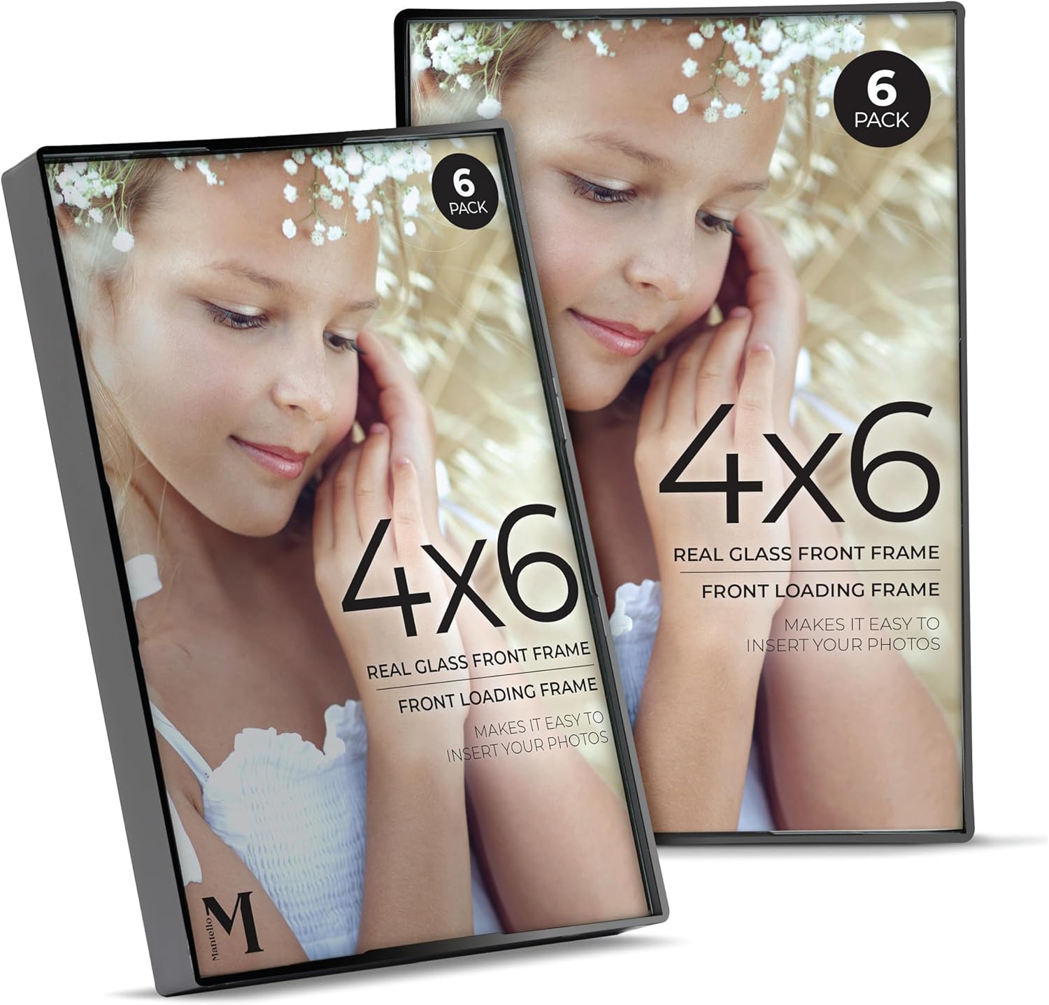 Mantello Front Loading Black Picture Frame - 4x6-Inch Photos -For Tabletop or Wall Decor - Artwork - 6 Pack - Image 5