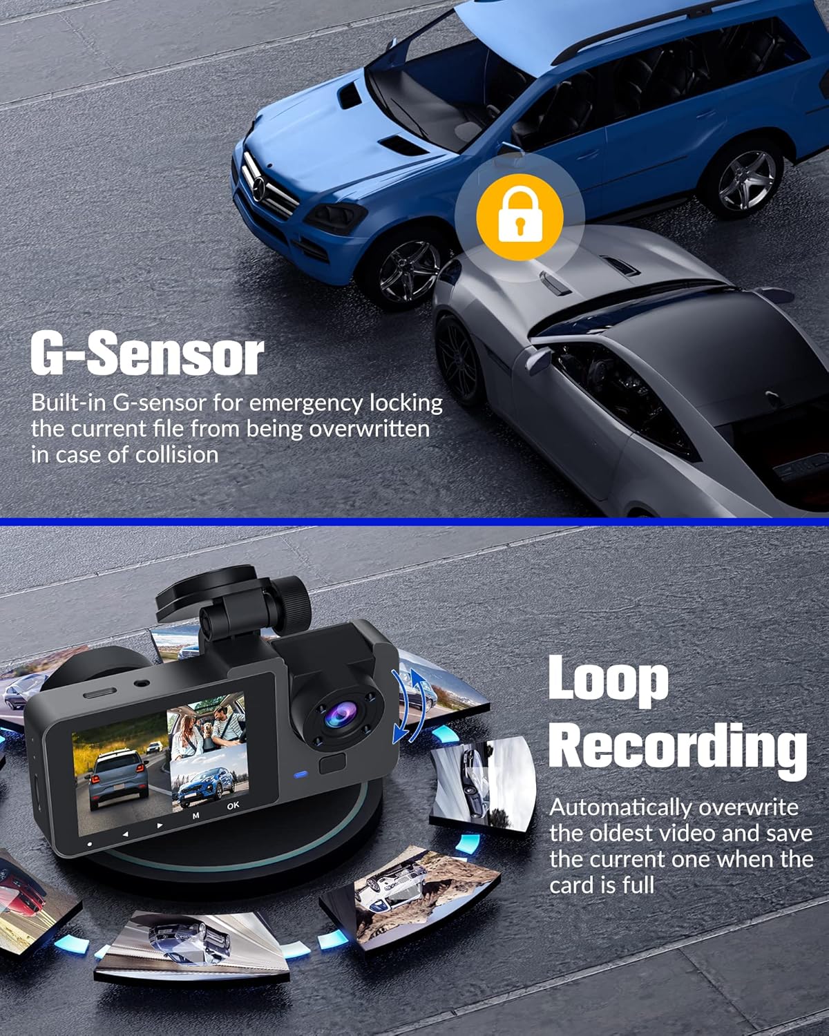 Dash Camera for Cars,4K Full UHD Car Camera Front Rear with 32GB Card,Built-in Super Night Vision,2.0'' IPS Screen,170°Wide Angle,WDR, 24H Parking Mode, Loop Recording - Image 5