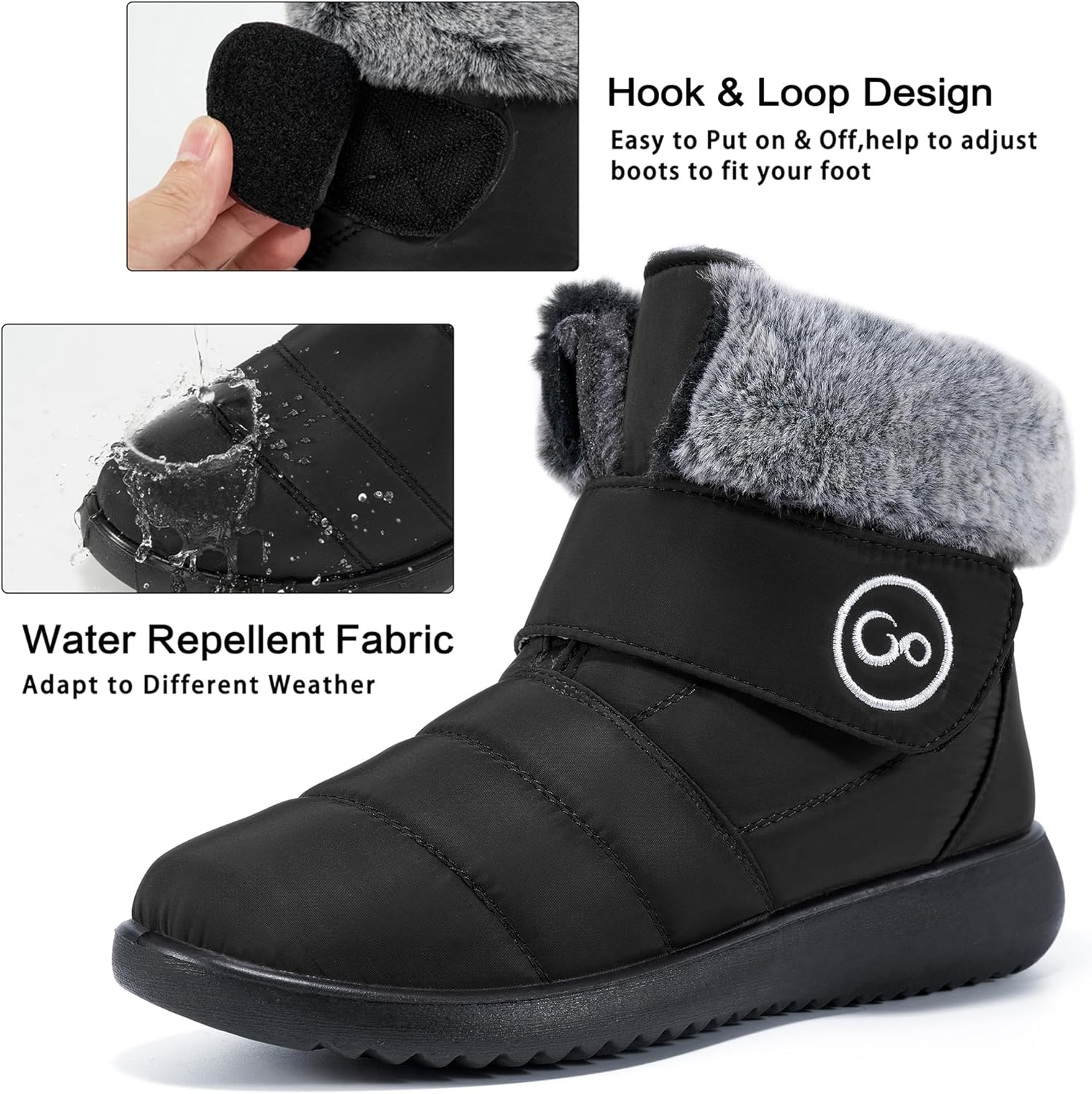 Women Snow Boots Winter Shoes With Hook Loop Comfortable Fur Lined Boots for Women Waterproof Slip On Booties Warm Anti Slip Shoes - Image 5