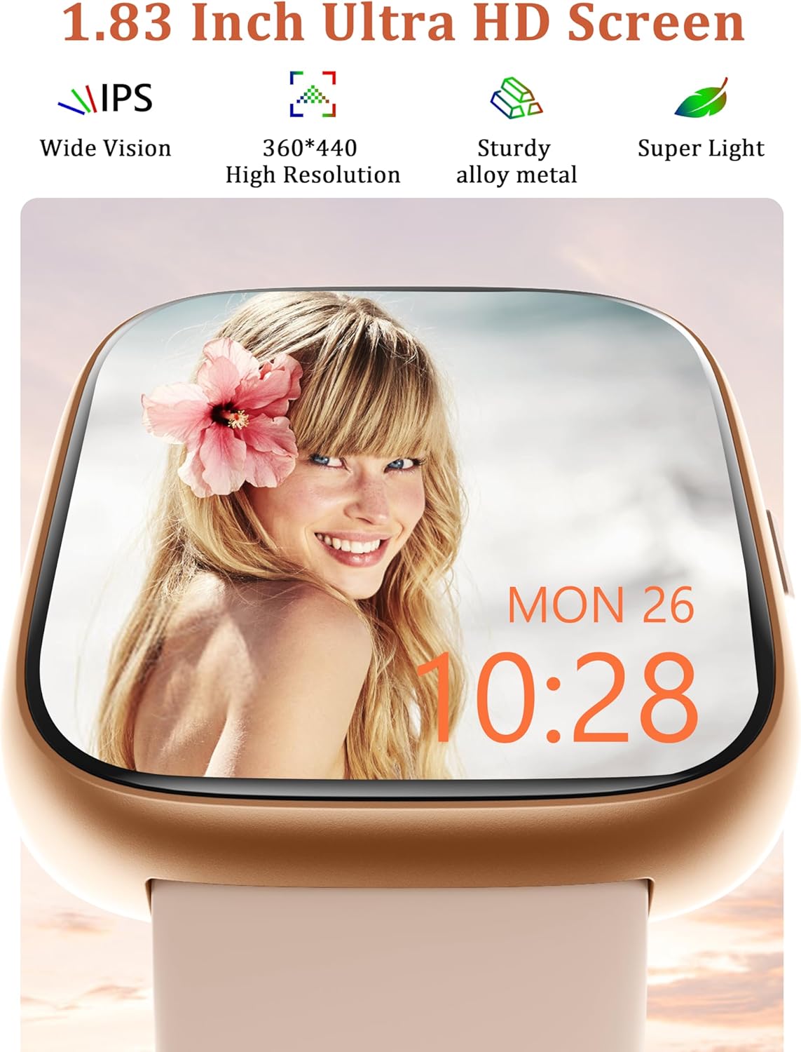 Smart Watch, Alexa Built-in, Answer/Make Calls Smart Watch Women Men, 1.83" Smartwatch IP68 Waterproof Sports Watch, Heart Rate SpO2 Sleep Stress Monitor, Step Counter Watch for Android & iOS Phone - Image 4