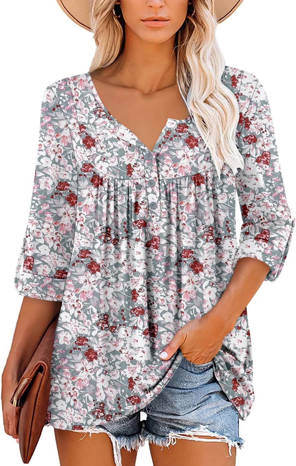 ROSELINLIN Womens Long Sleeve Tunic Tops Floral Fall Blouse Shirts - Image 3