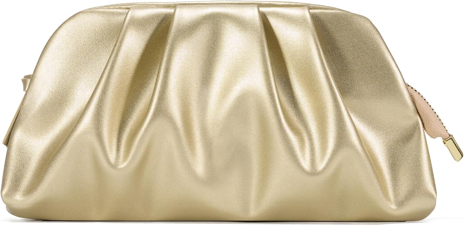 SWEETV Dressy Vegan Leather Clutch Purse for Women Formal, Soft Pleated PU Evening Clutch for Weddings, Proms, Cocktail-Gemma - Image 2