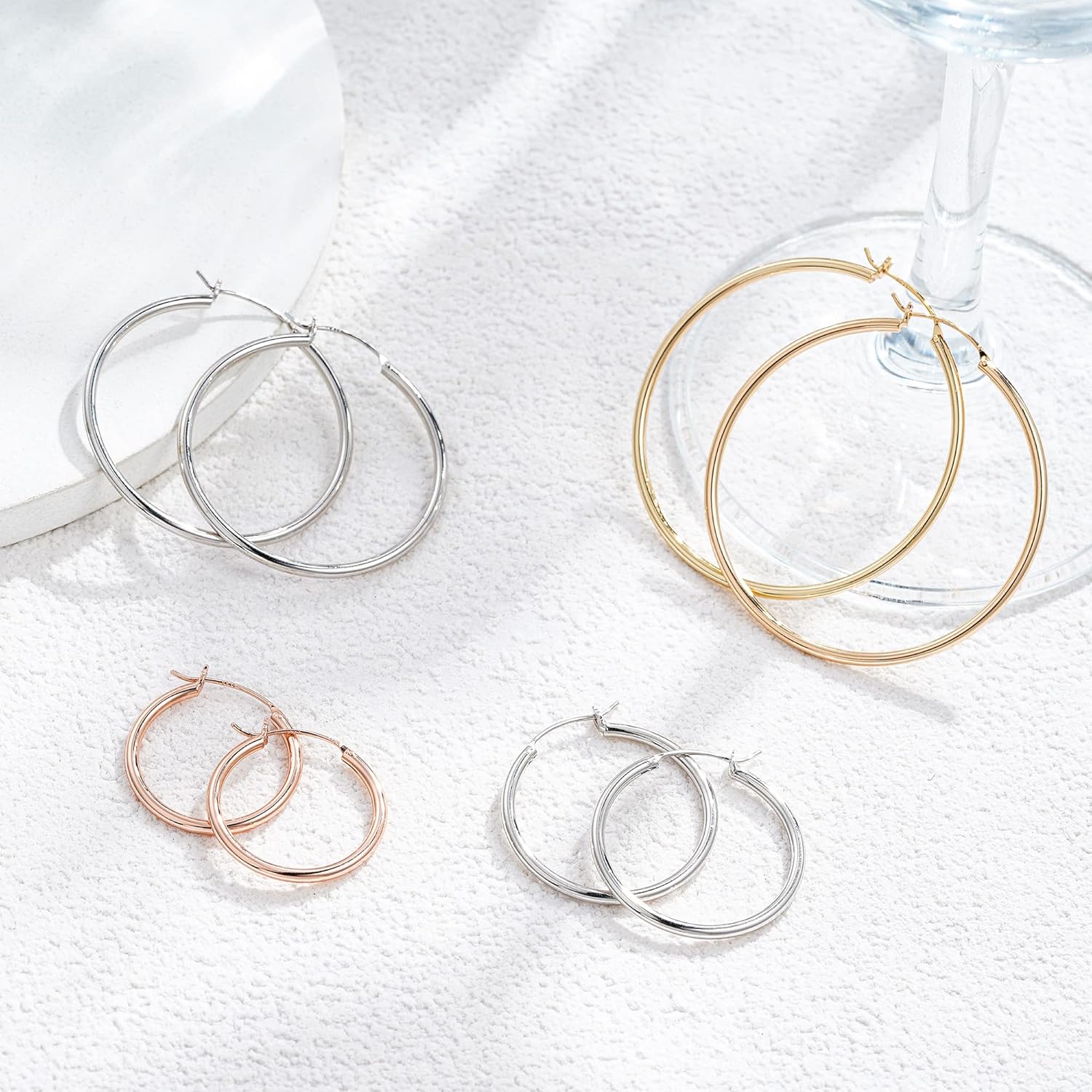 M MOOHAM Gold Hoop Earrings for Women - Hypoallergenic 14K Real Gold 925 Sterling Silver Post Sensitive Ears Nickel Free Hoops Earrings Set for Women Jewelry Lightweight 13-60mm - Image 9