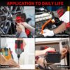 TIKTIK 600N Compact Impact Gun & Wrench Set, 1/2 Inch, 442 FT-LBS Power, 2x4.0Ah Battery & 5 Sockets, 21V Brushless Impact Driver for Car & Home - Image 7