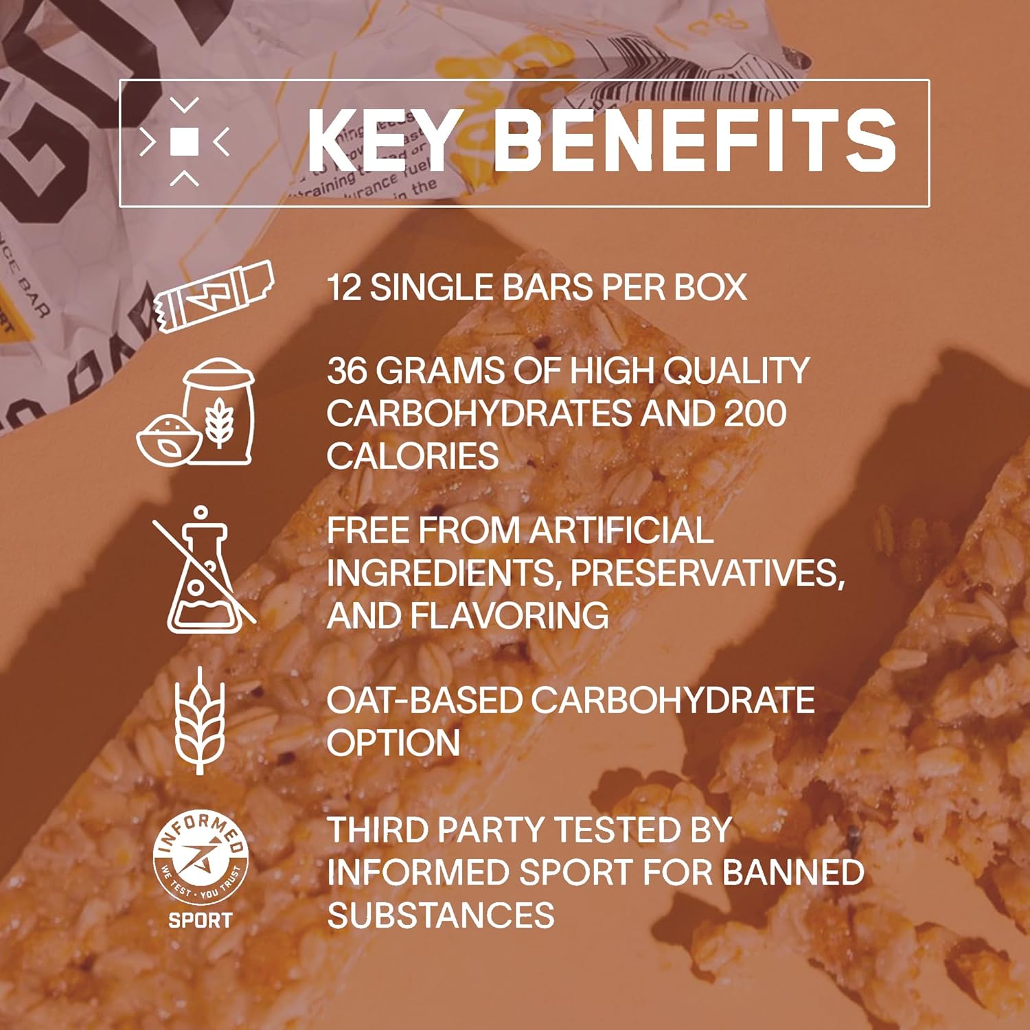 Bare Performance Nutrition BPN Go Bar, Oat Based Endurance Training Bar 36g of Carbohydrates and 200 Calories Per Bar, 12 Bars Per Box, Original Oat - Image 5