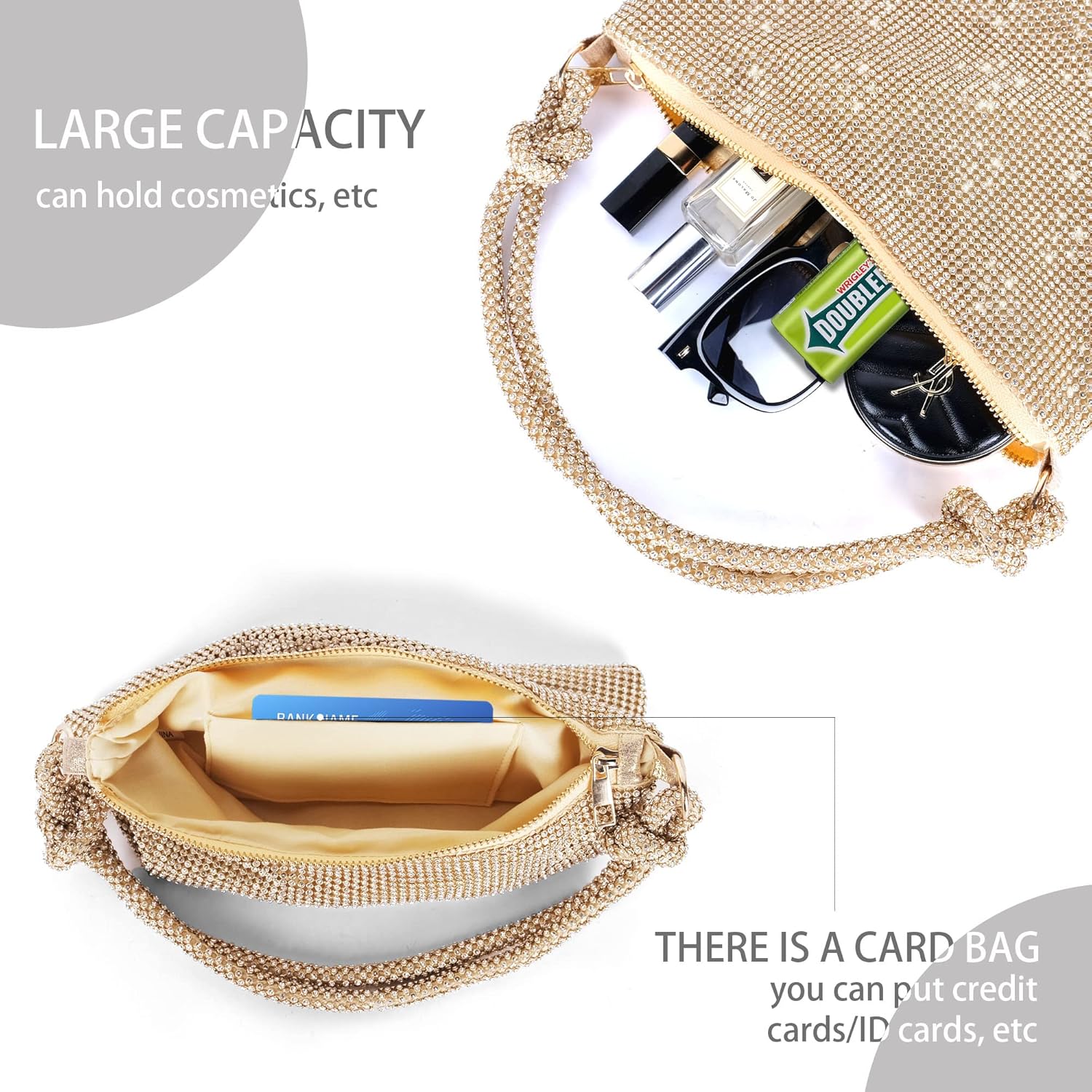 Rhinestone Purse Sparkly Evening bag Silver Clutch Purses for Women Evening, Cross Body Handbags for Party Prom Club Wedding - Image 8